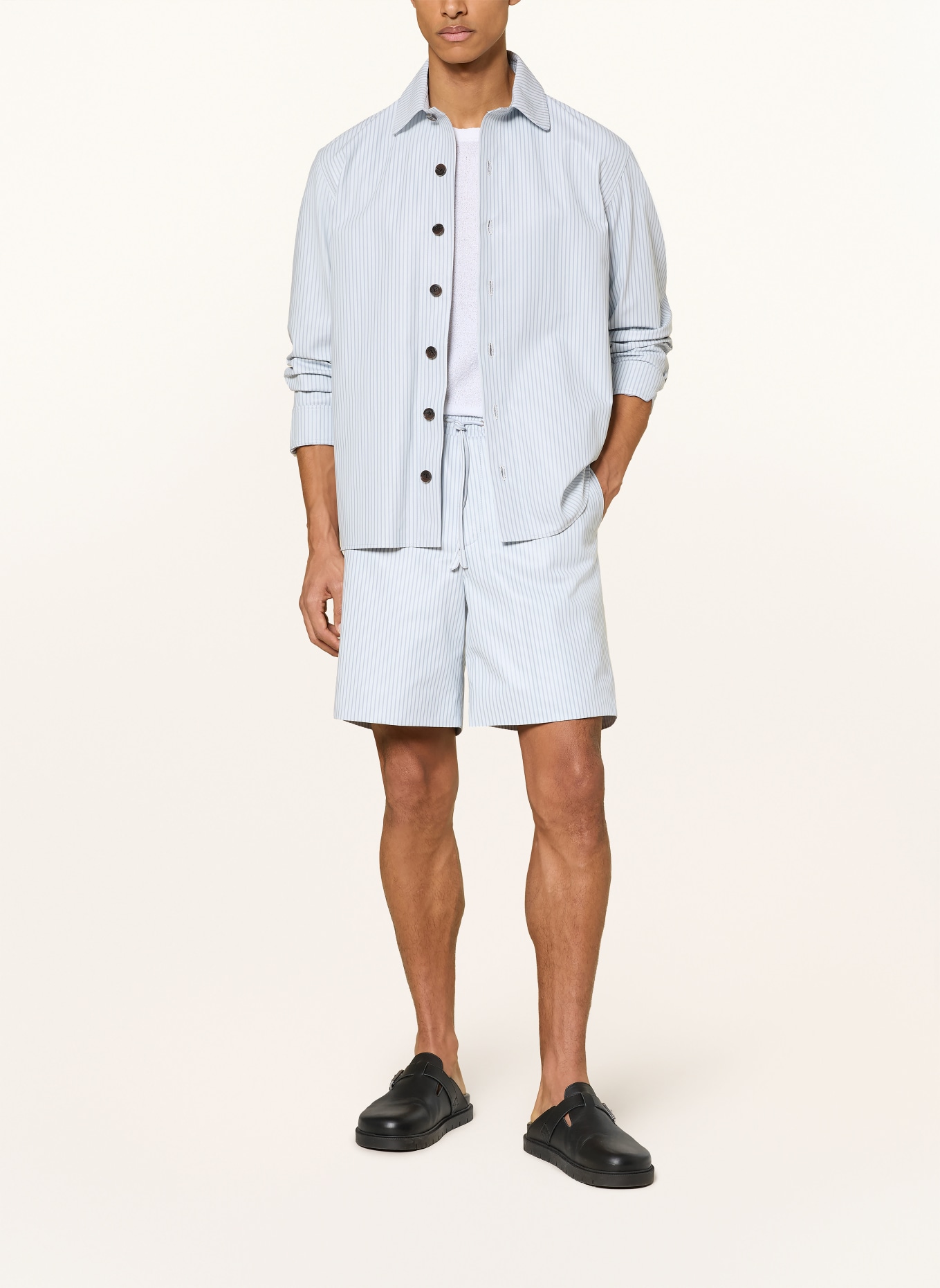 ARMA Short en cuir PACIFIC: BLEU GRIS / BLANC