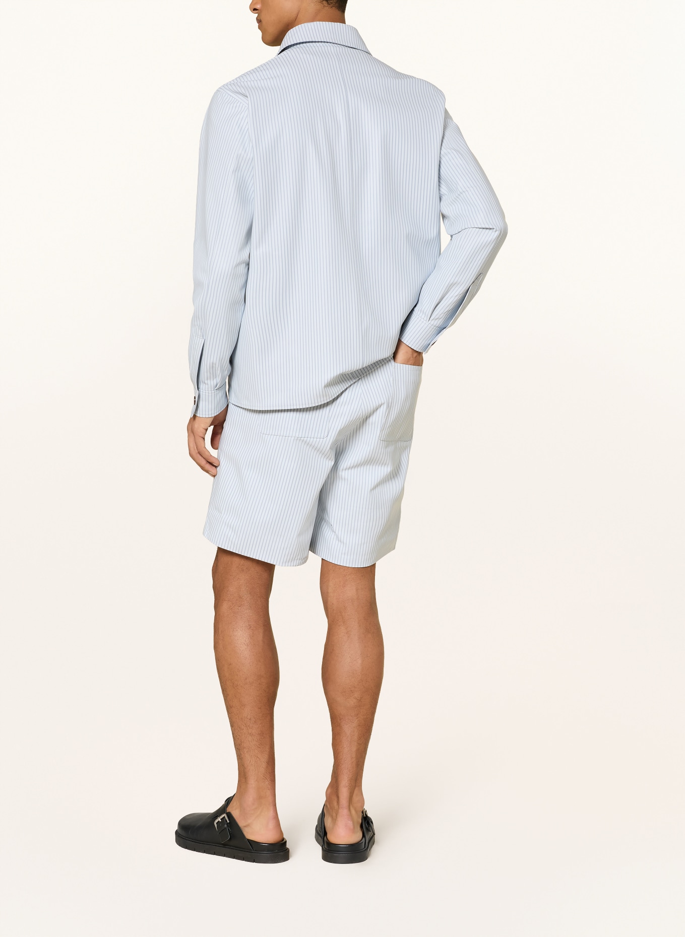 ARMA Short en cuir PACIFIC: BLEU GRIS / BLANC