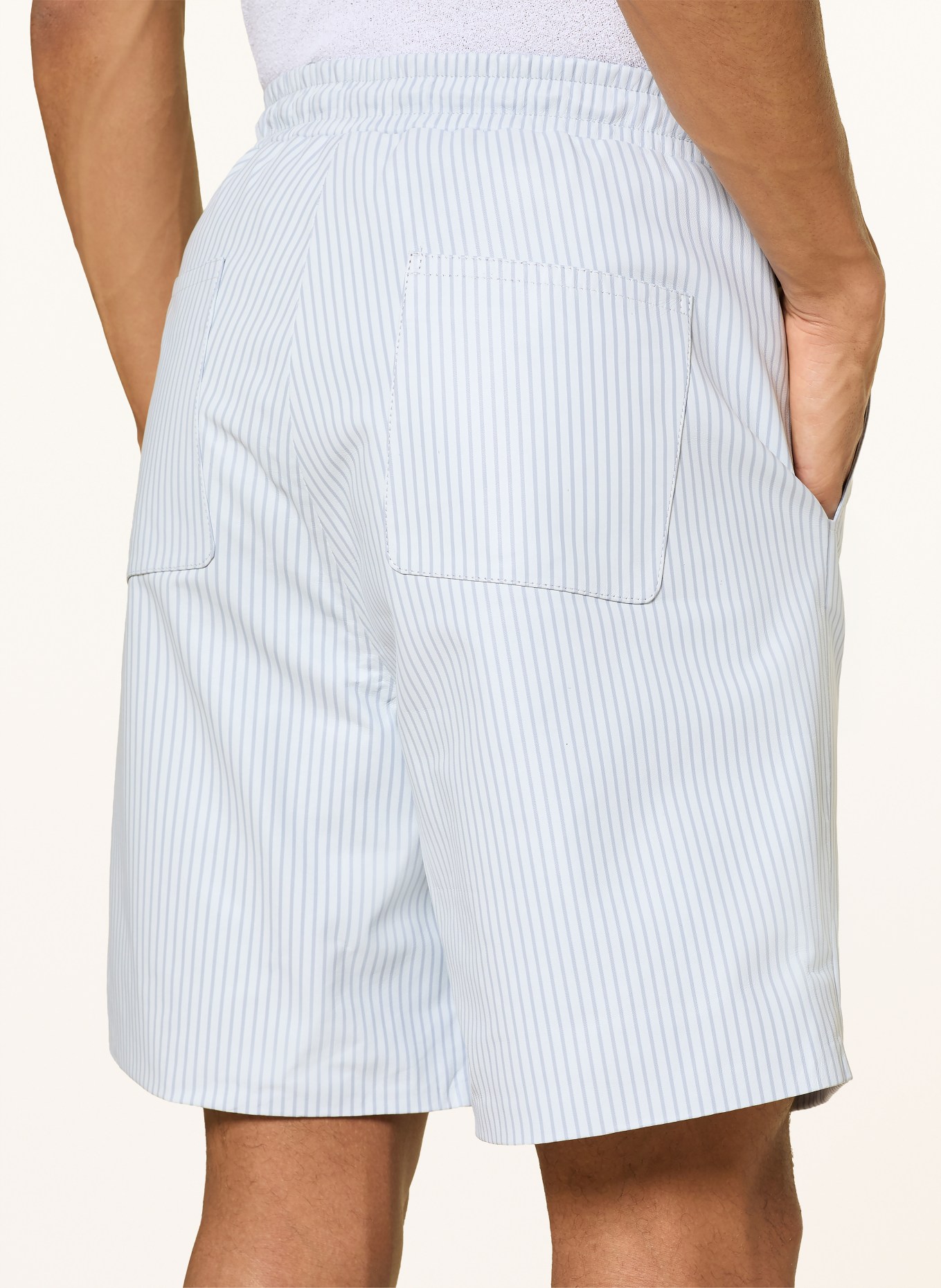 ARMA Short en cuir PACIFIC: BLEU GRIS / BLANC
