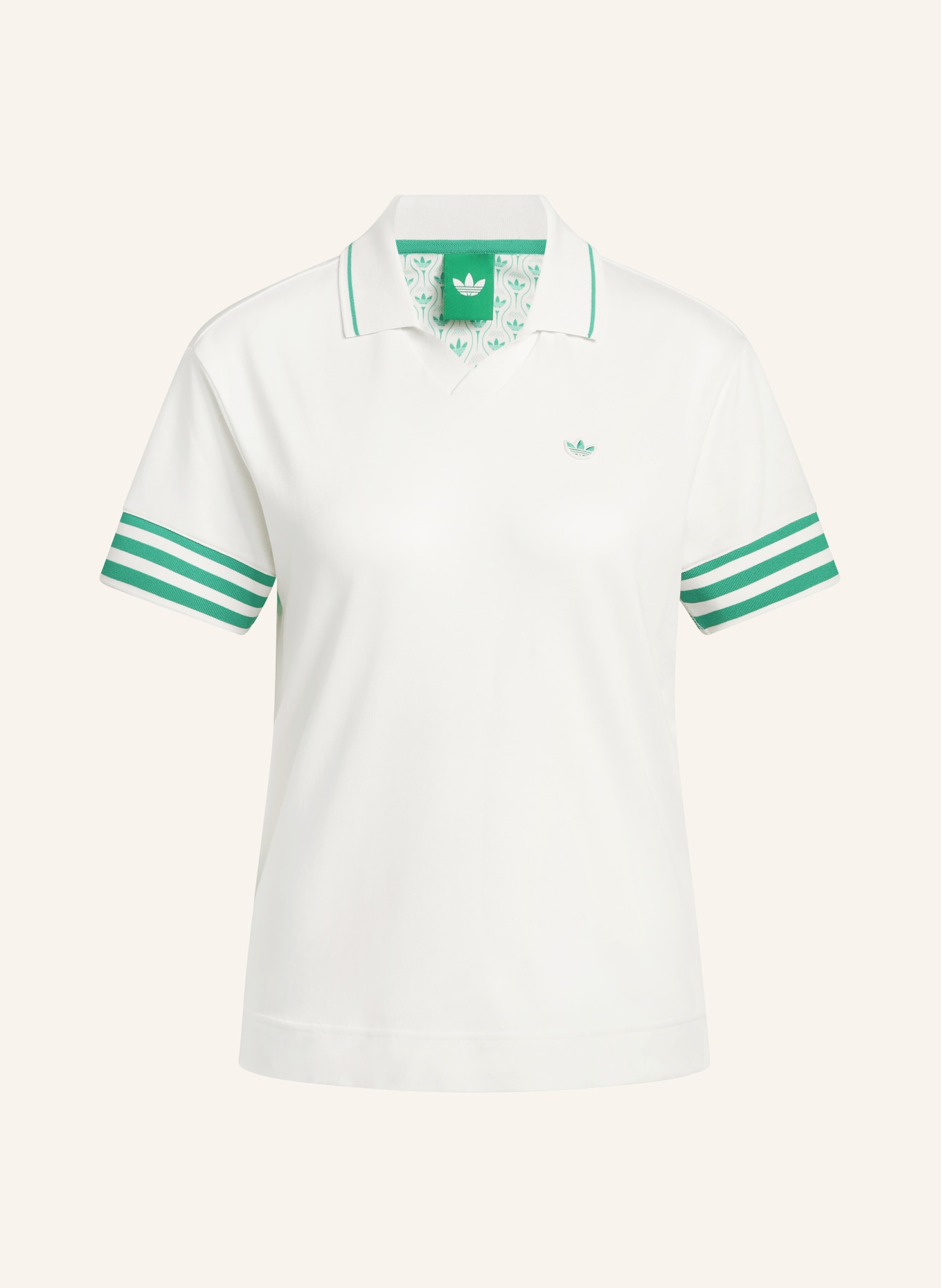 adidas Originals Koszulka polo Piqué ORIGINALS 3-STRIPE: ECRU / ZIELONY