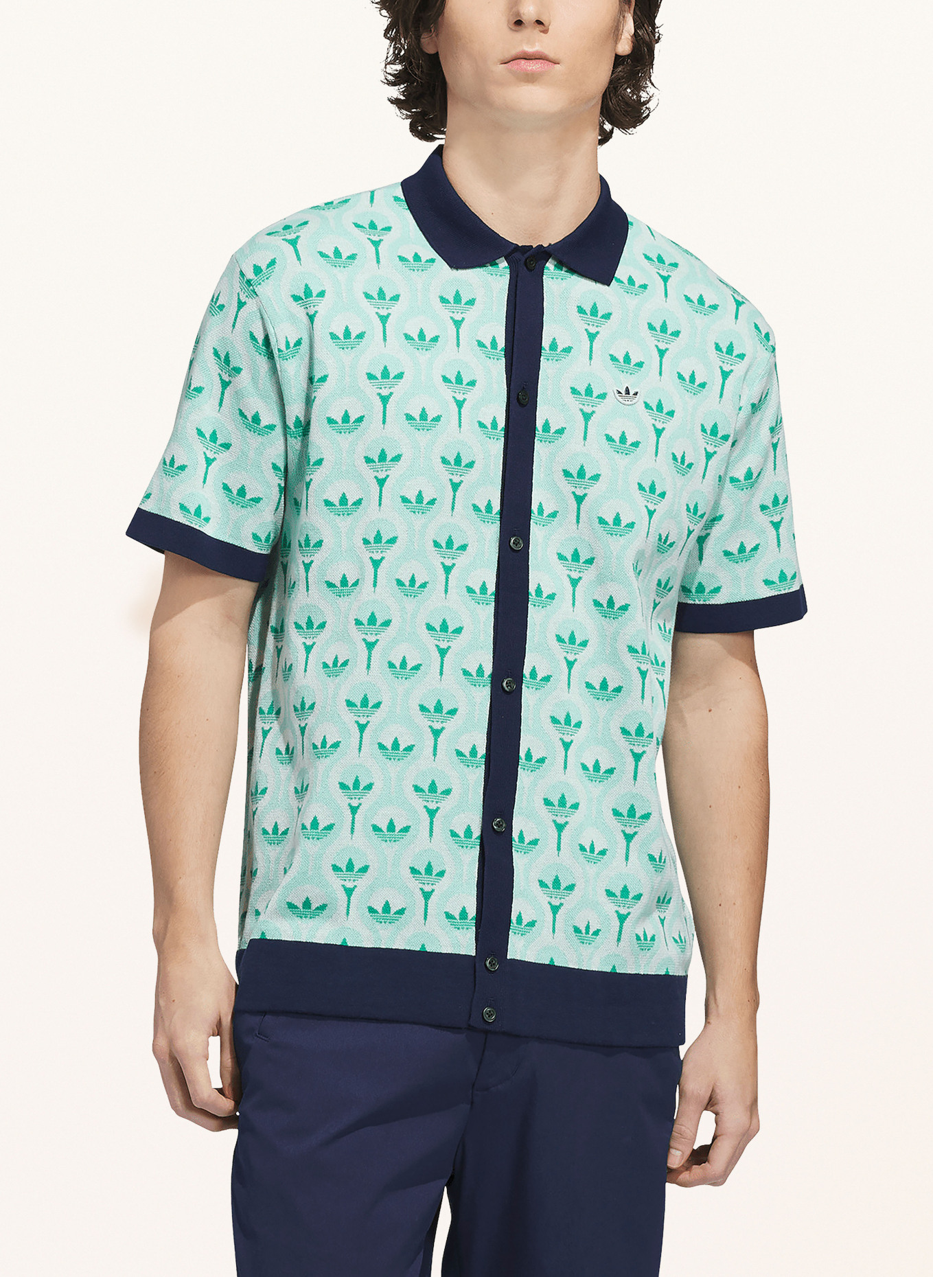 adidas Originals Overhemd met korte mouwen ORIGINALS KNIT: MINT / GROEN / DONKERBLAUW