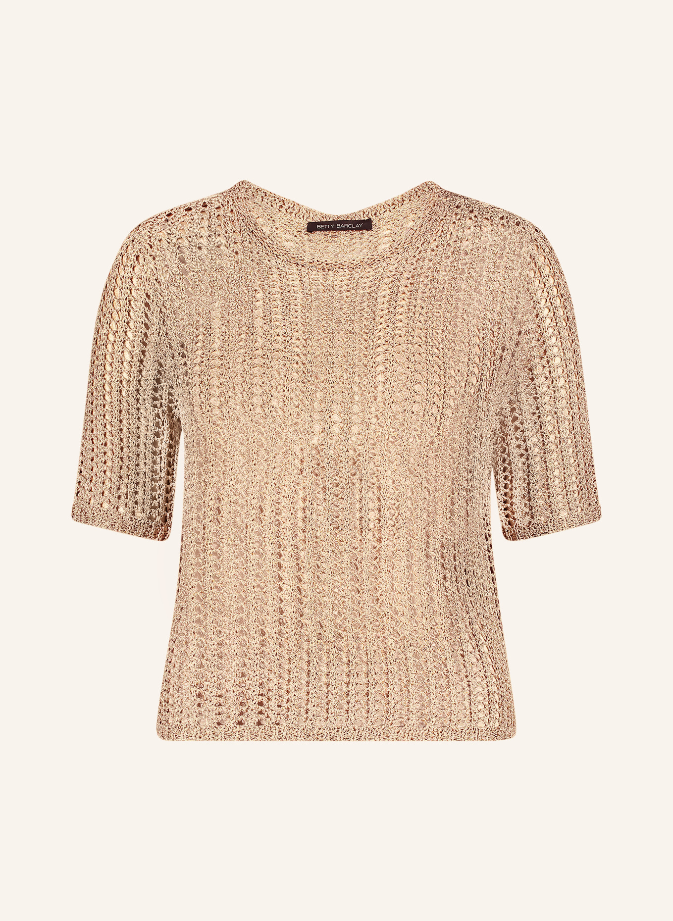 Betty Barclay Gebreid shirt met pailletten en glittergaren: BEIGE / GOUD
