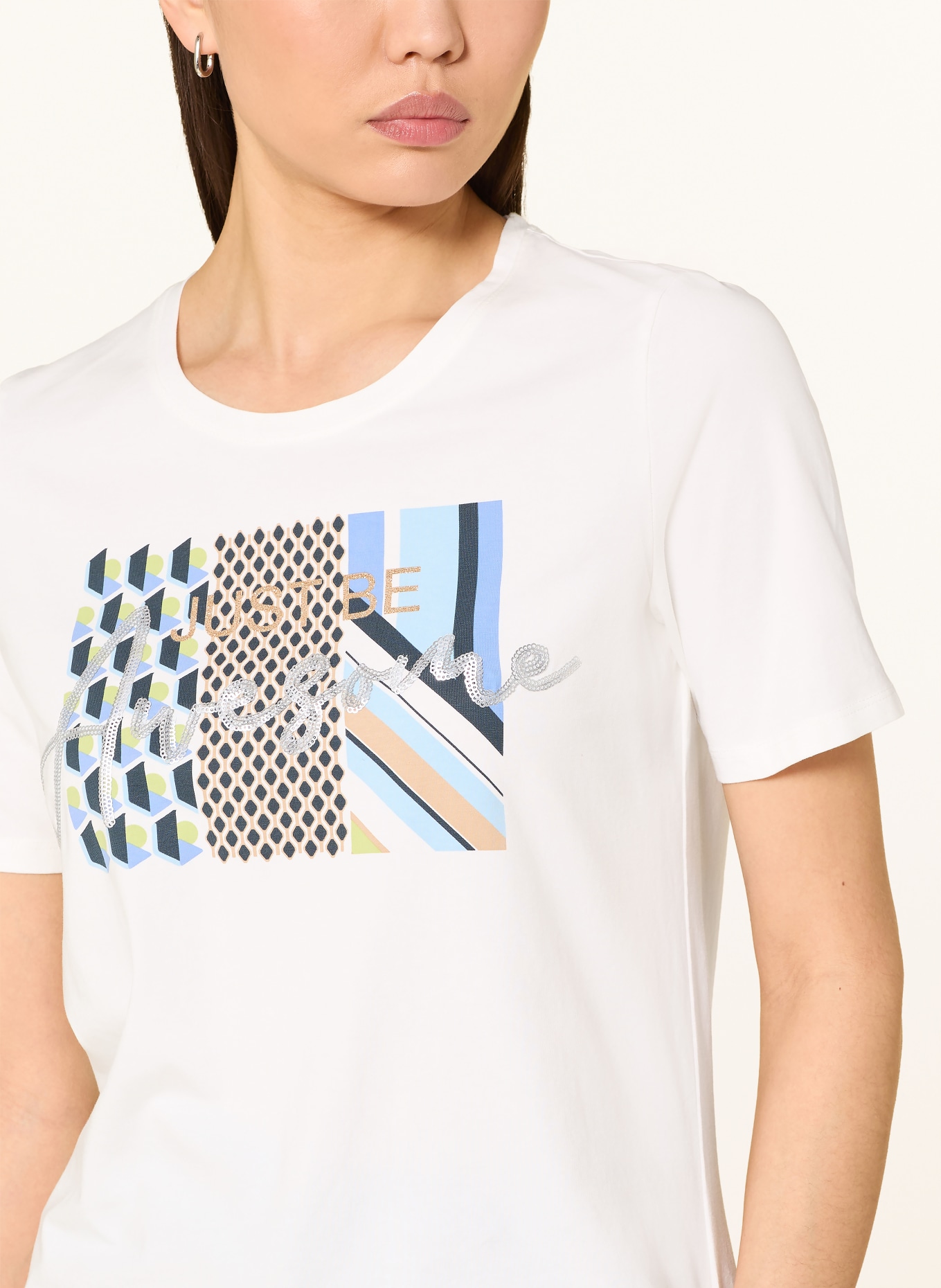 Betty Barclay T-Shirt mit Pailletten: WEISS