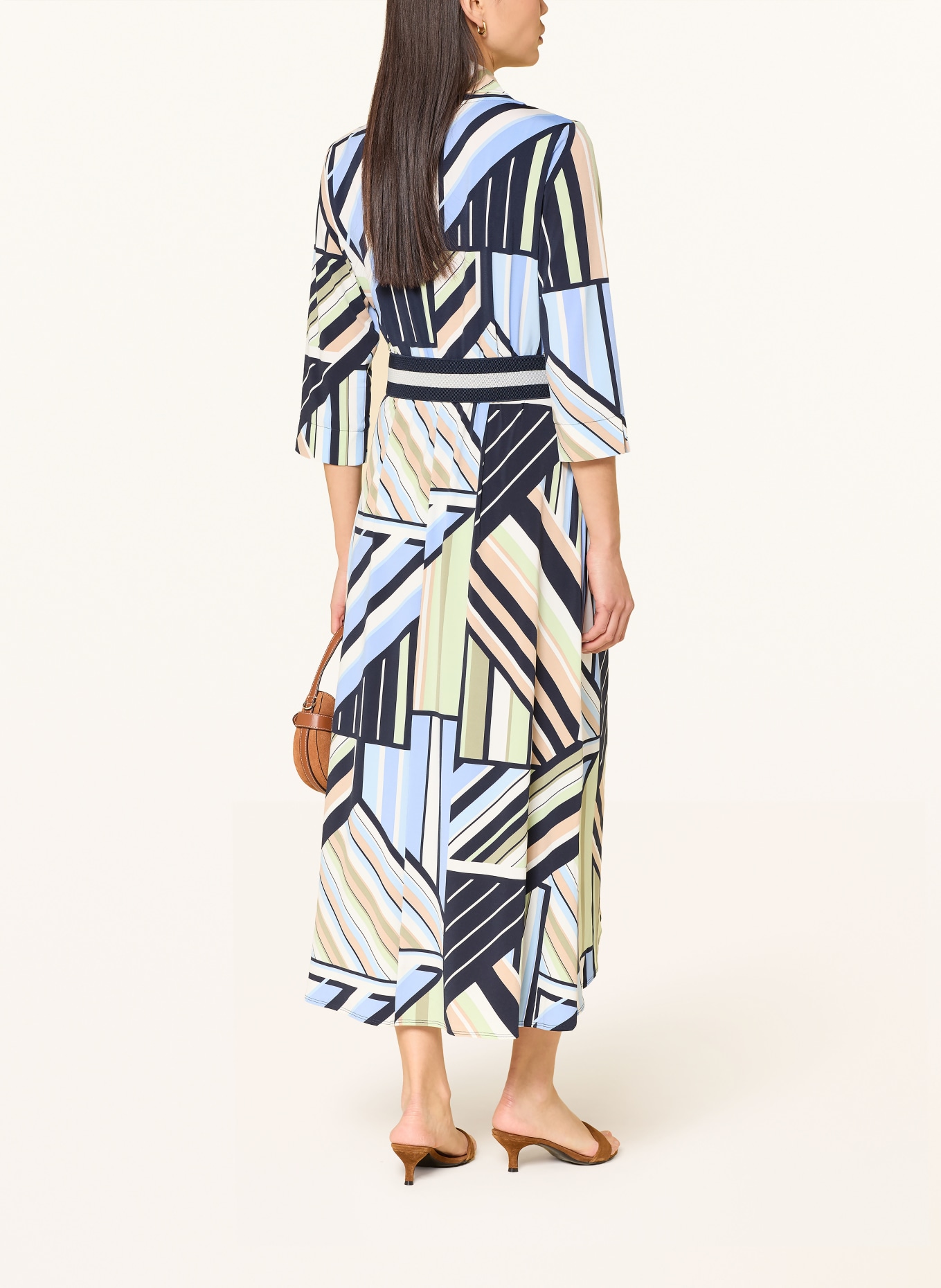 Betty Barclay Wrap-style jersey dress with 3/4 sleeves: DARK BLUE / LIGHT GREEN / LIGHT BLUE