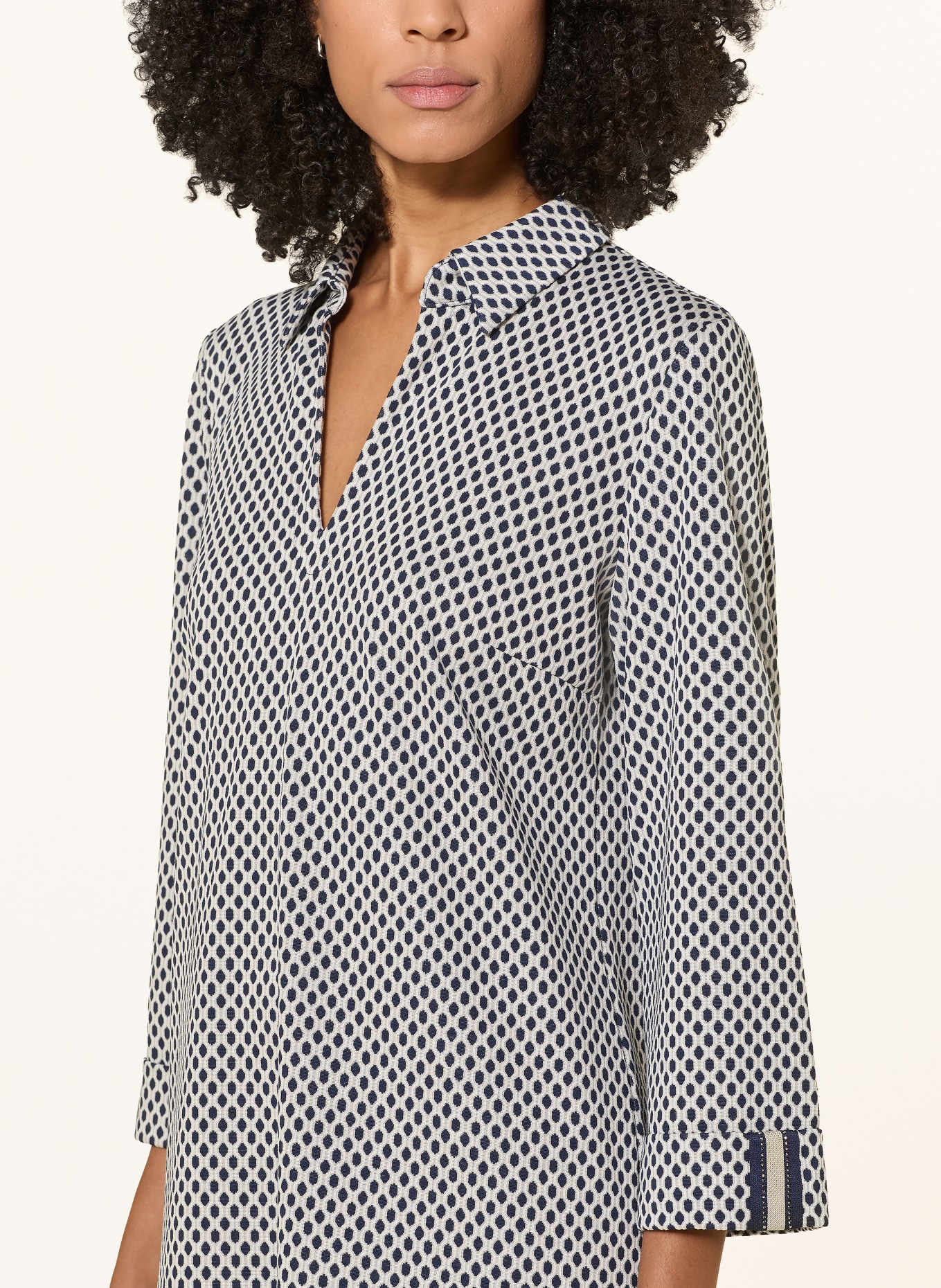 Betty Barclay Jurk met 3/4-mouwen: DONKERBLAUW / LICHTGRIJS / GRIJS