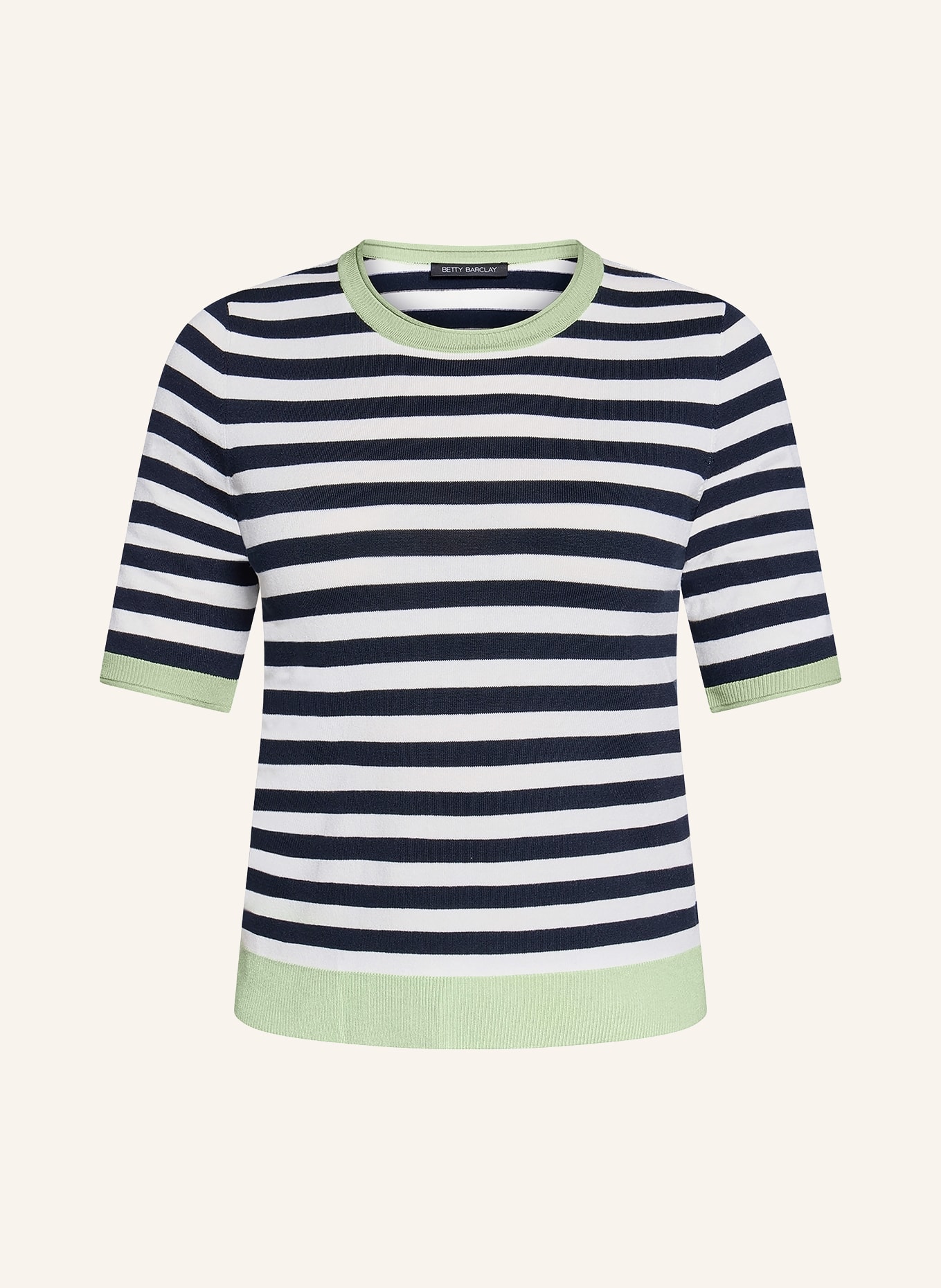 Betty Barclay pull en maille: BLANC / VERT CLAIR / BLEU FONCÉ