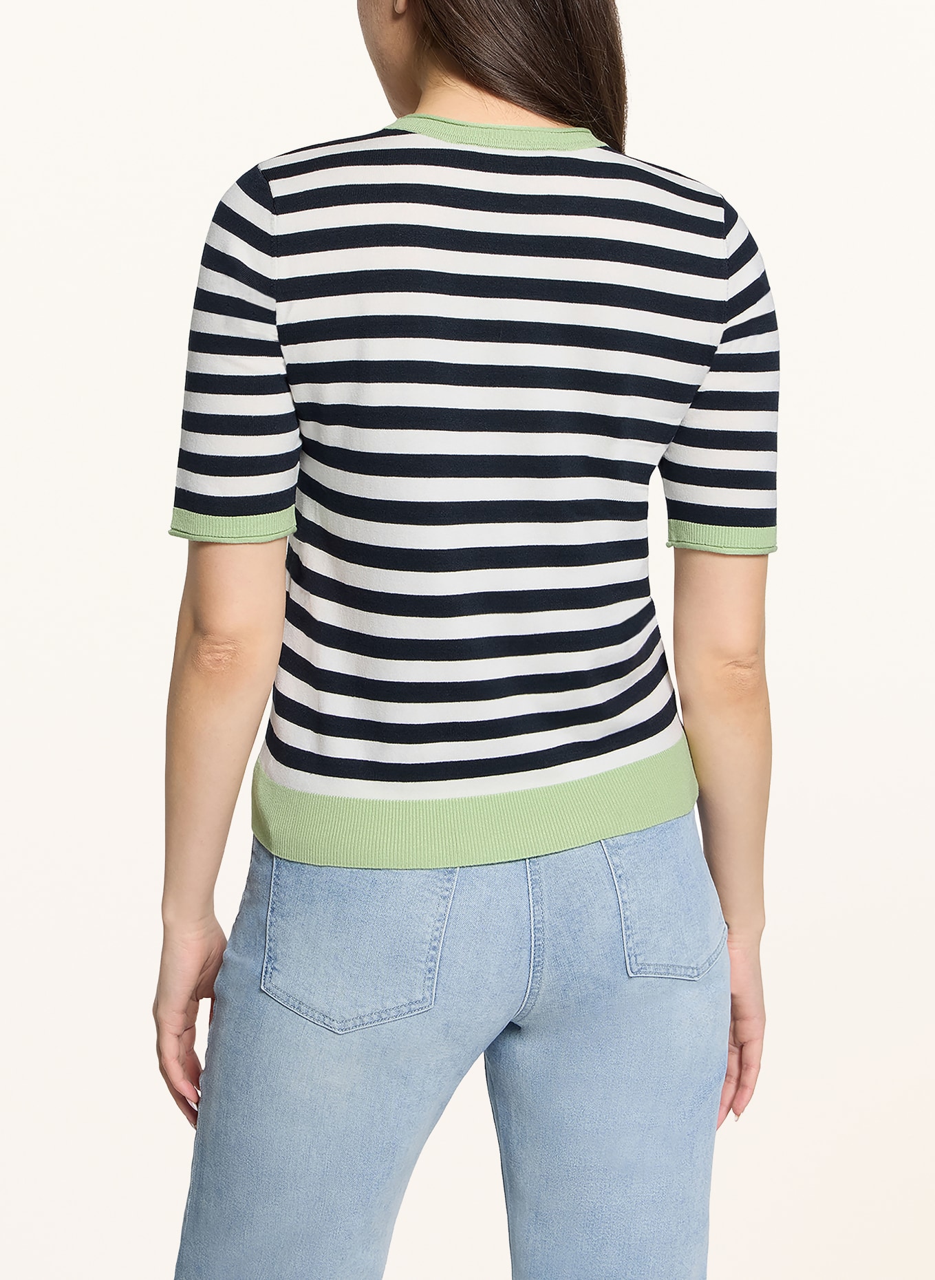 Betty Barclay pull en maille: BLANC / VERT CLAIR / BLEU FONCÉ