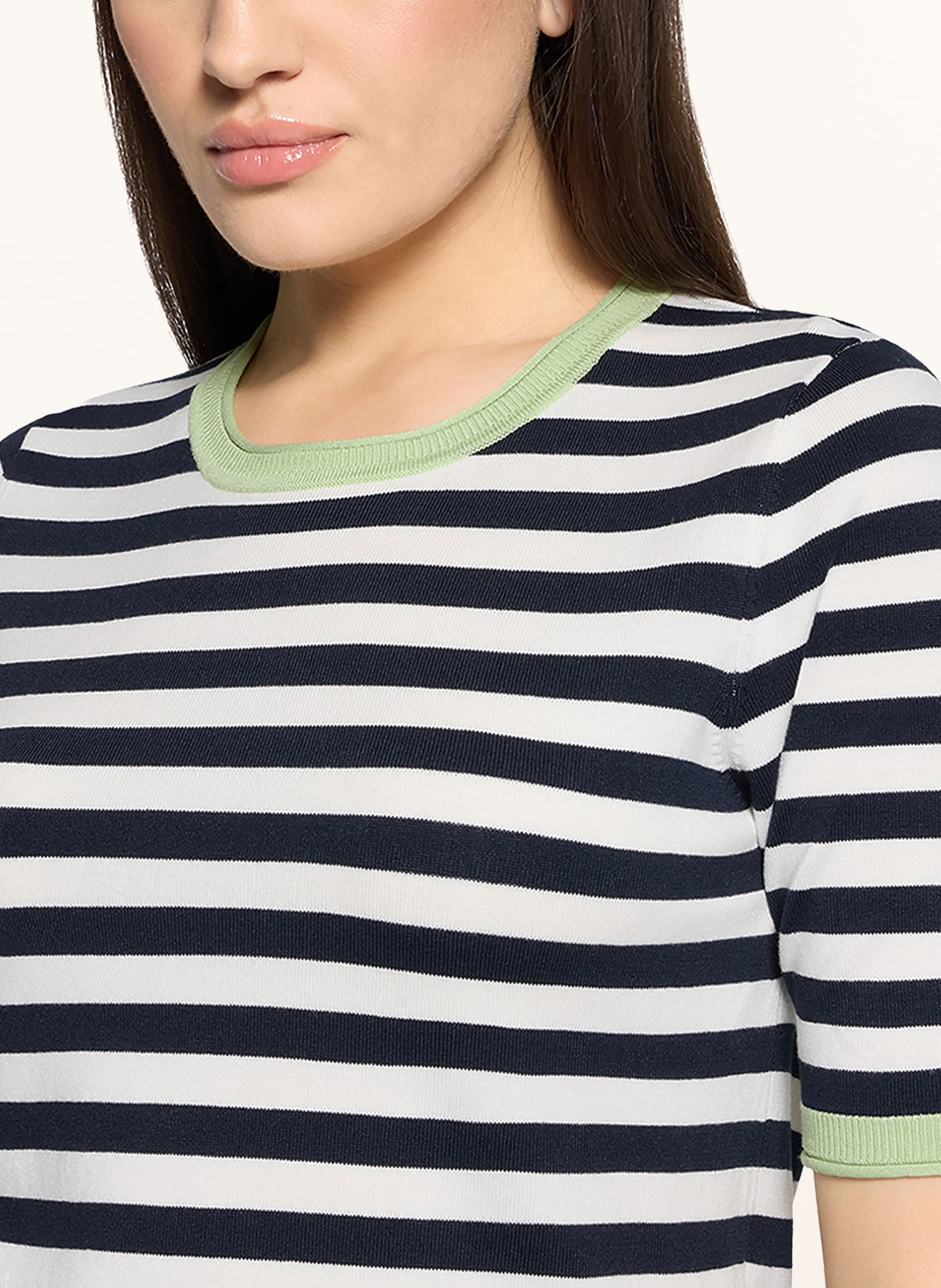 Betty Barclay pull en maille: BLANC / VERT CLAIR / BLEU FONCÉ