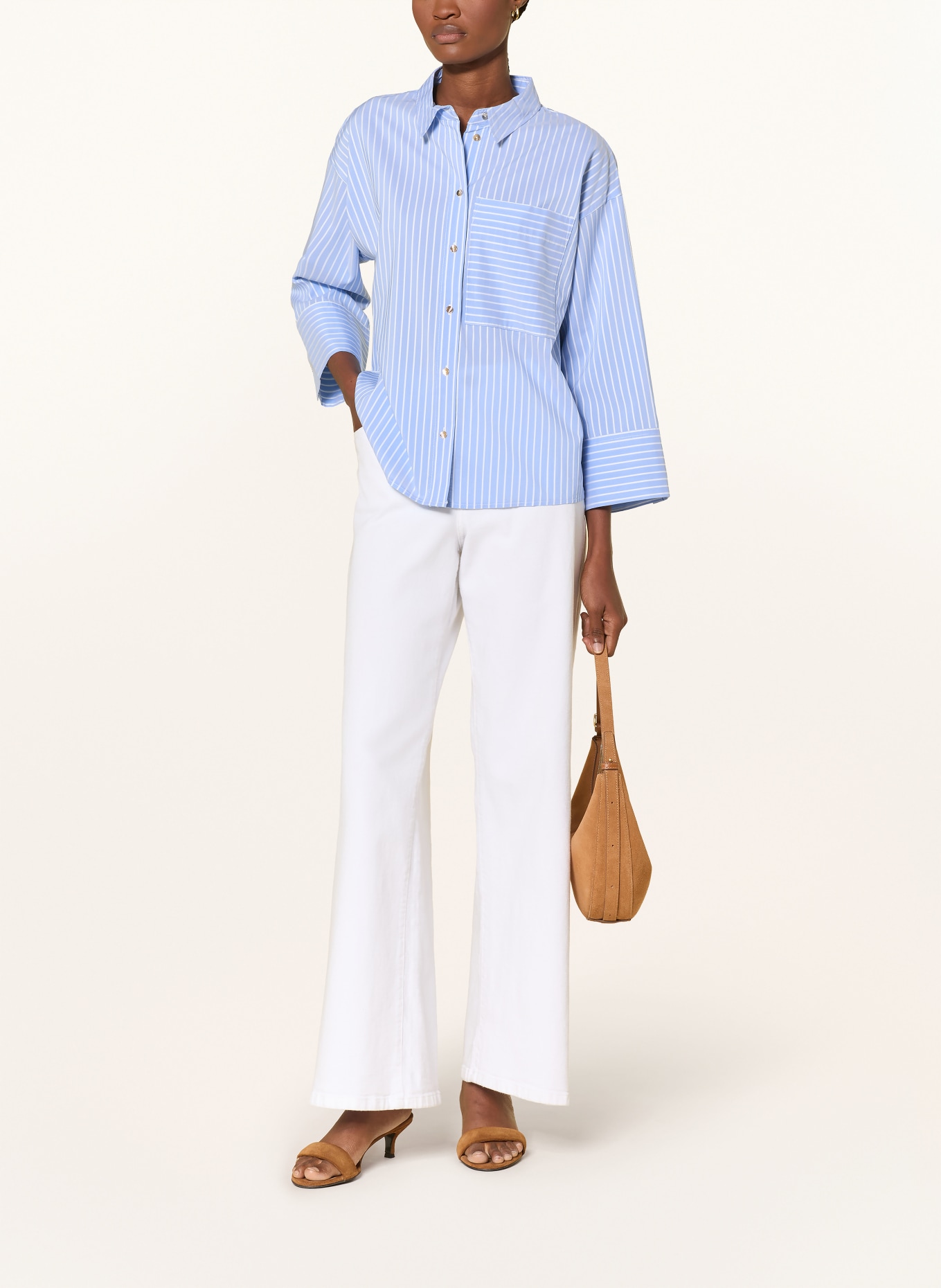 BETTY&CO Bluzka z rękawem 3/4: JASNONIEBIESKI / BIAŁY