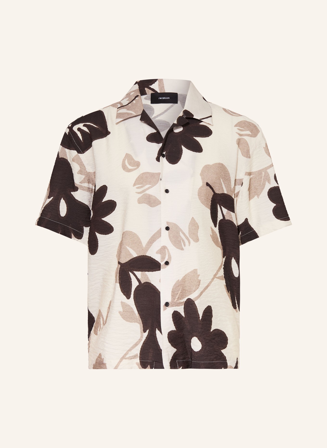 I'M BRIAN Resorthemd Comfort Fit: WEISS / DUNKELBRAUN / BEIGE