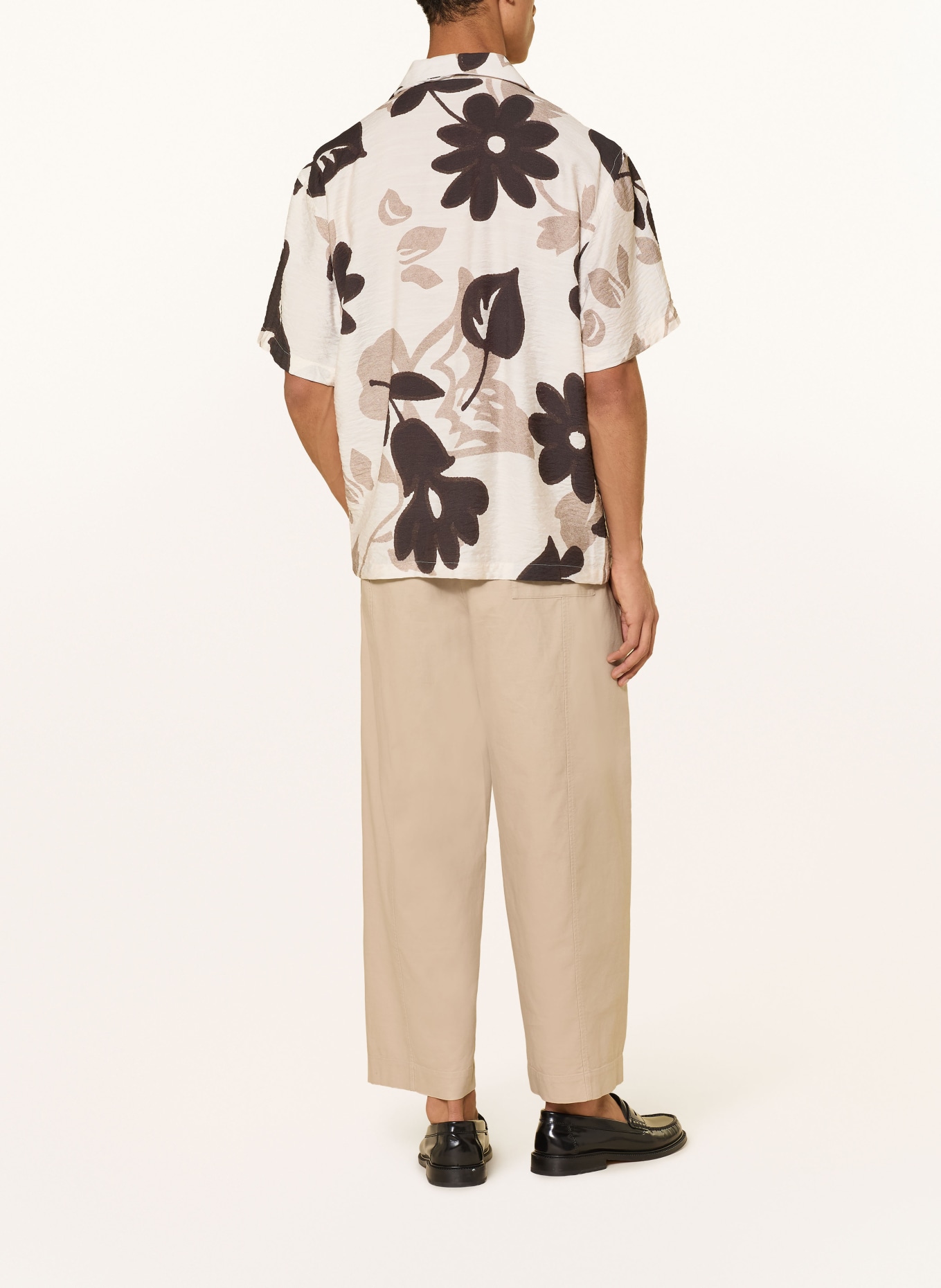 I'M BRIAN Resorthemd Comfort Fit: WEISS / DUNKELBRAUN / BEIGE