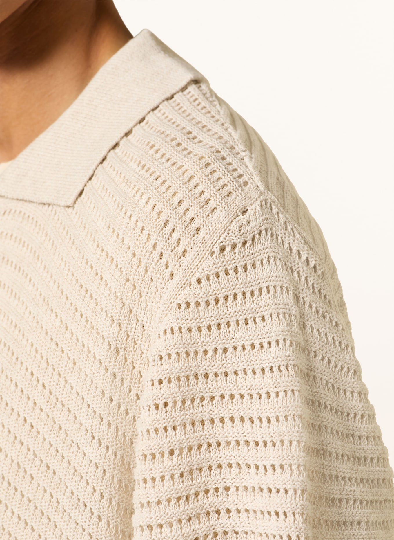 I'M BRIAN Chemise en maille Comfort Fit à manches 3/4: BEIGE