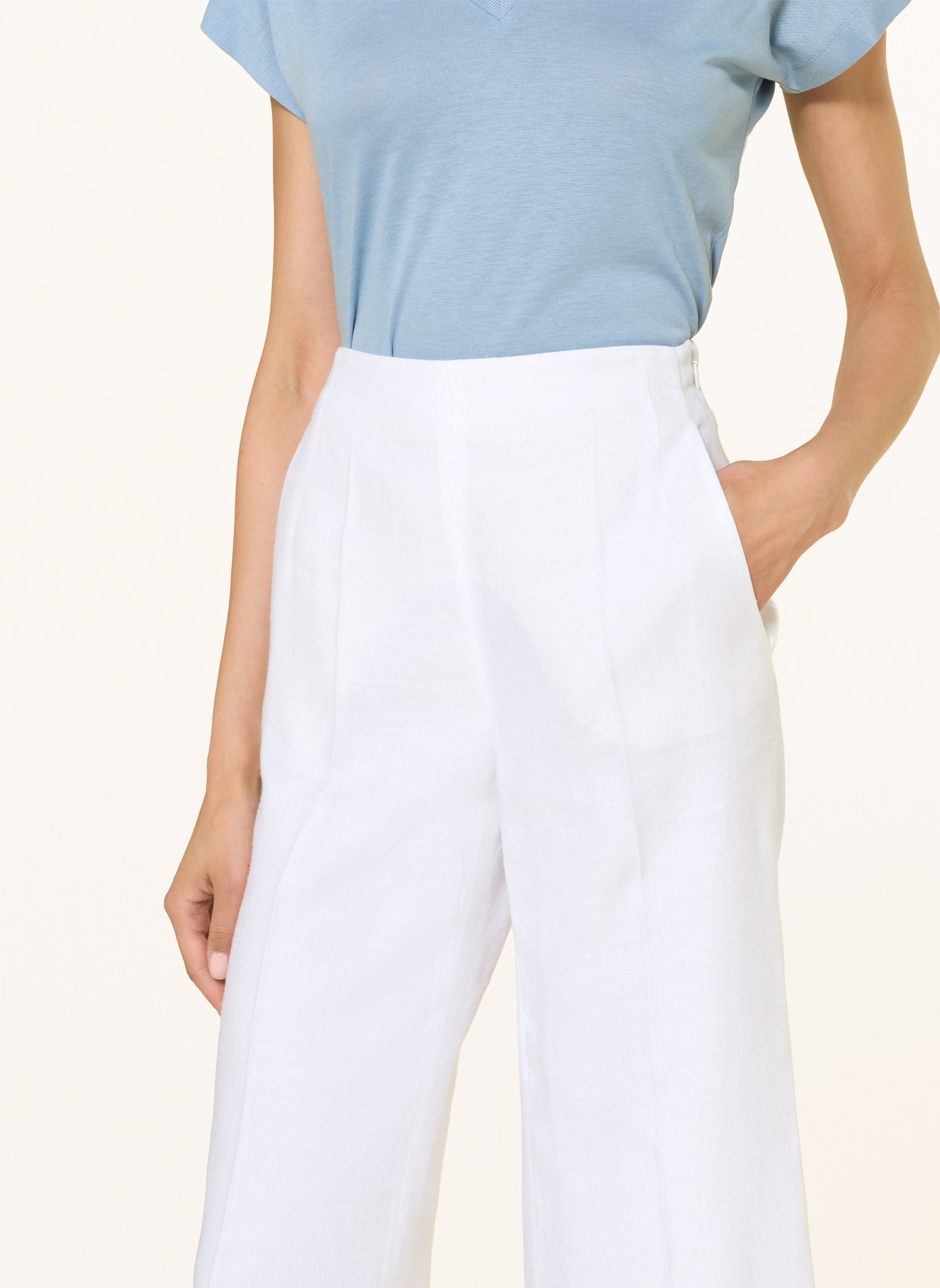 windsor. Marlenehose mit Leinen: WEISS