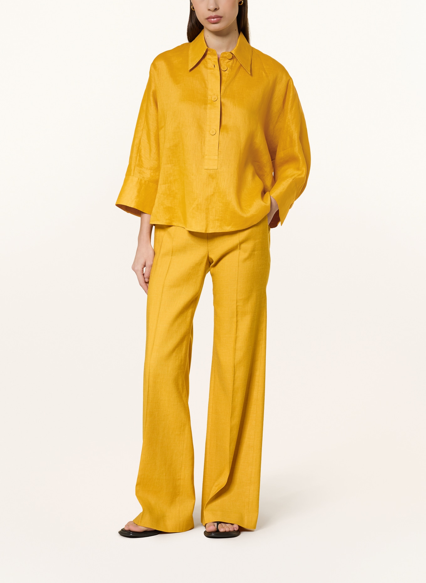 windsor. Marlene-broek met linnen: DONKERGEEL