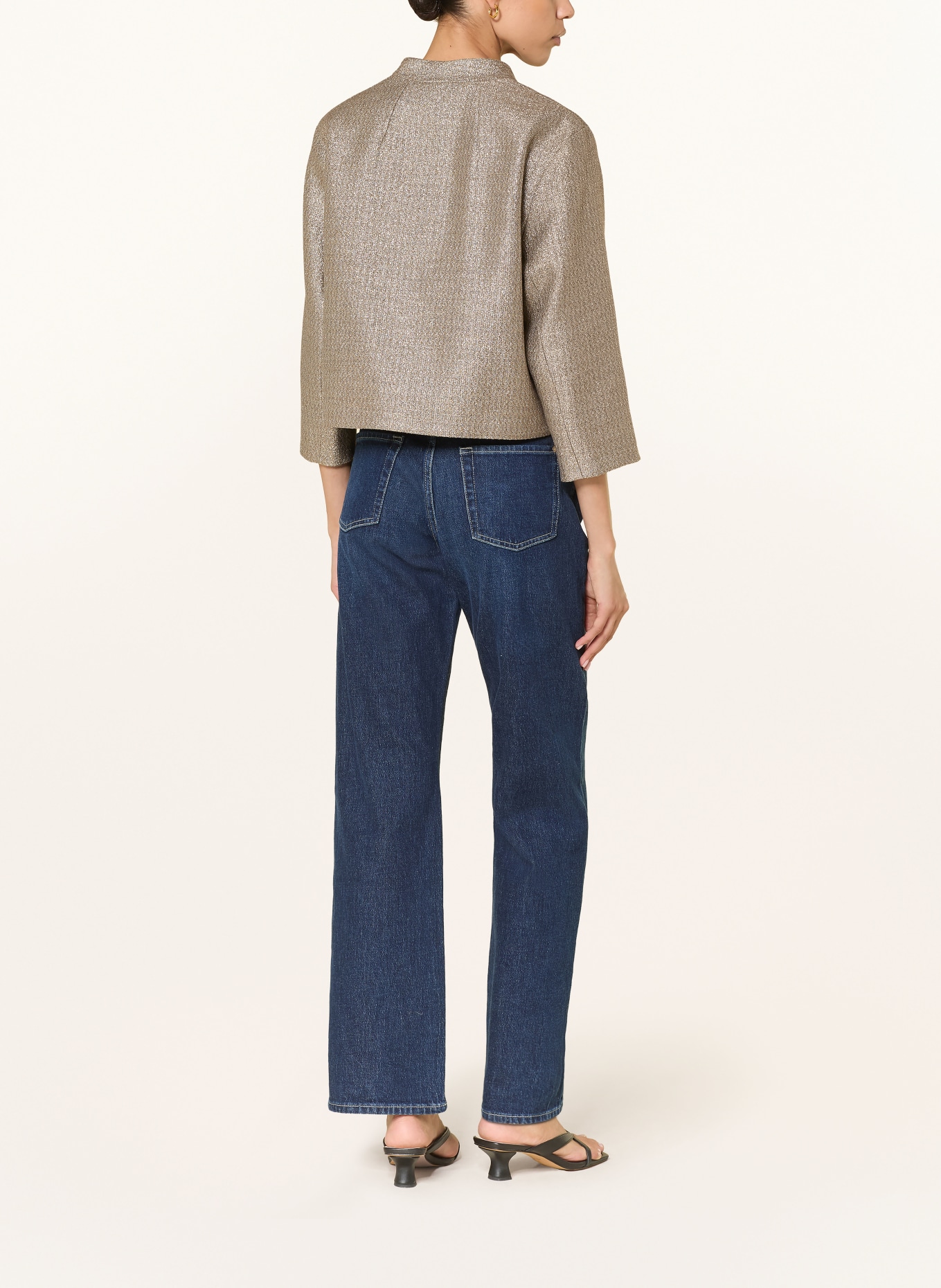 windsor. Blazer with glitter thread and 3/4 sleeves: BEIGE