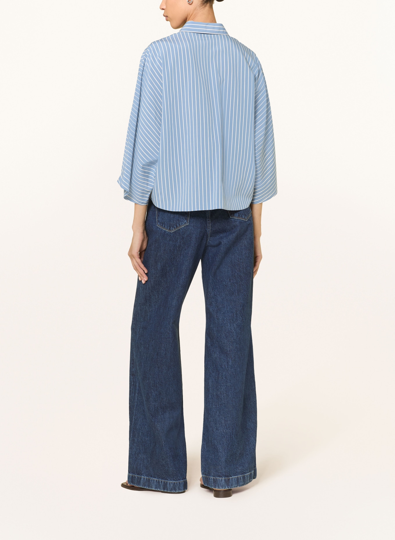 windsor. Overhemdblouse met 3/4-mouwen: BLAUW / WIT