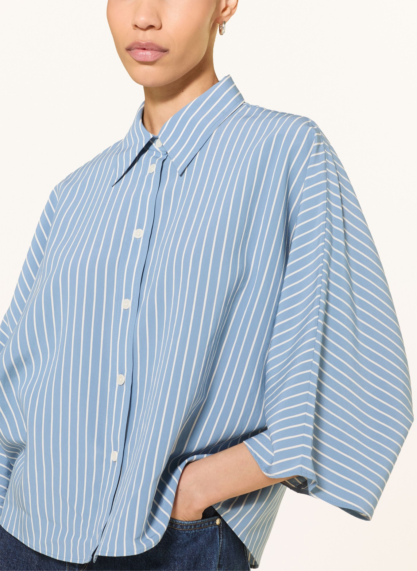 windsor. Overhemdblouse met 3/4-mouwen: BLAUW / WIT