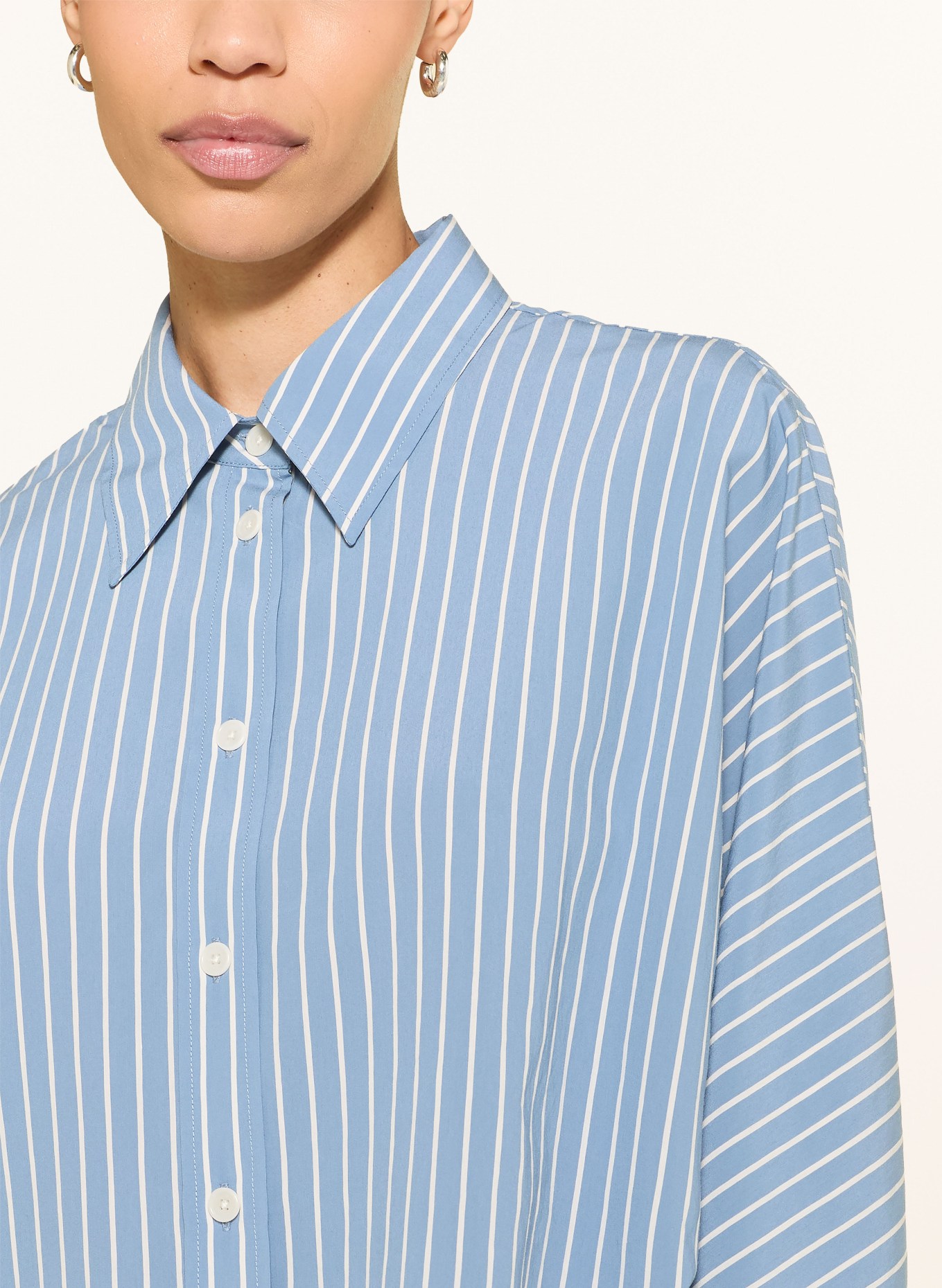 windsor. Overhemdblouse met 3/4-mouwen: BLAUW / WIT