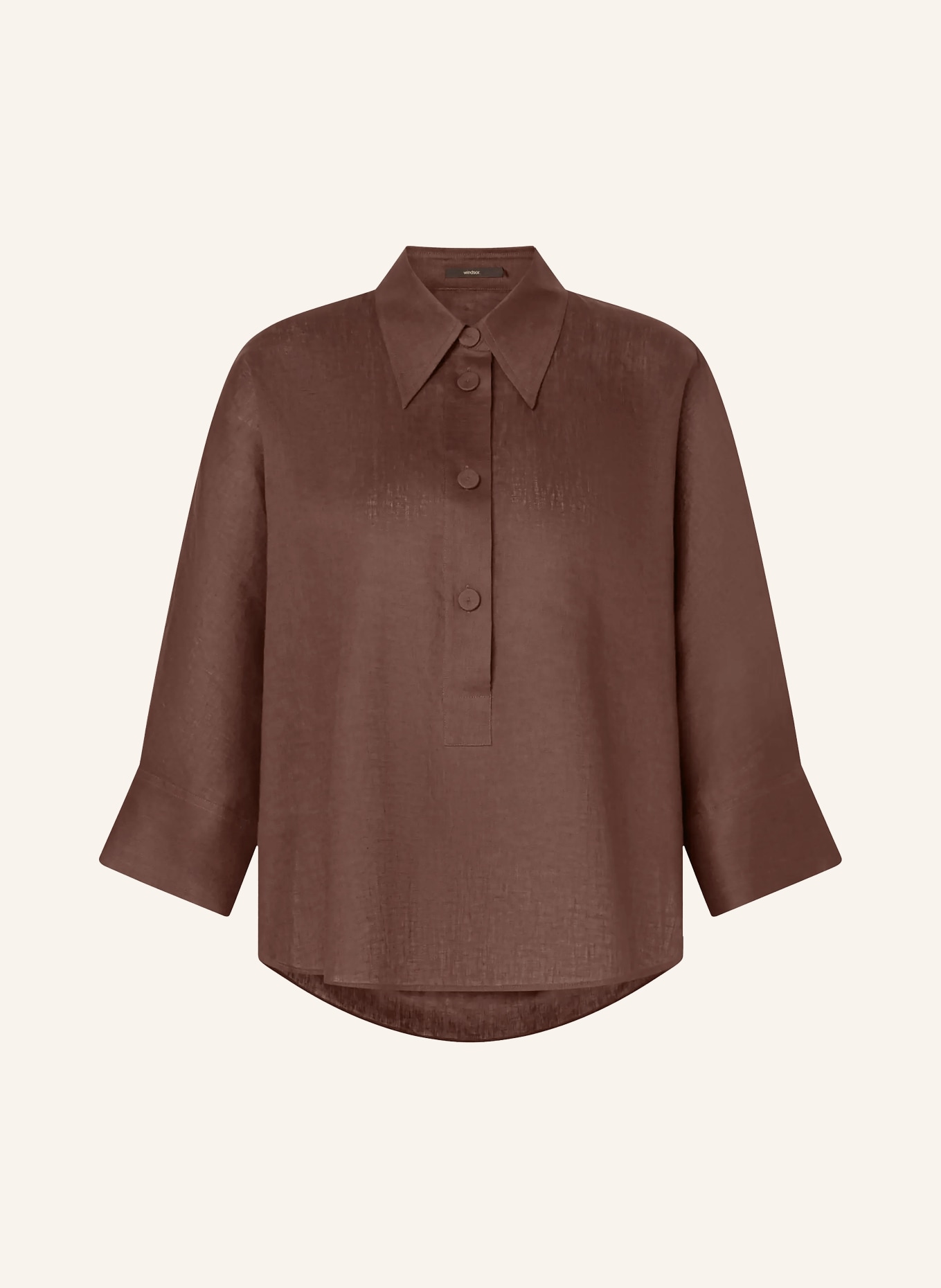 windsor. Linnen blouse met 3/4-mouwen: MARRON FONCÉ