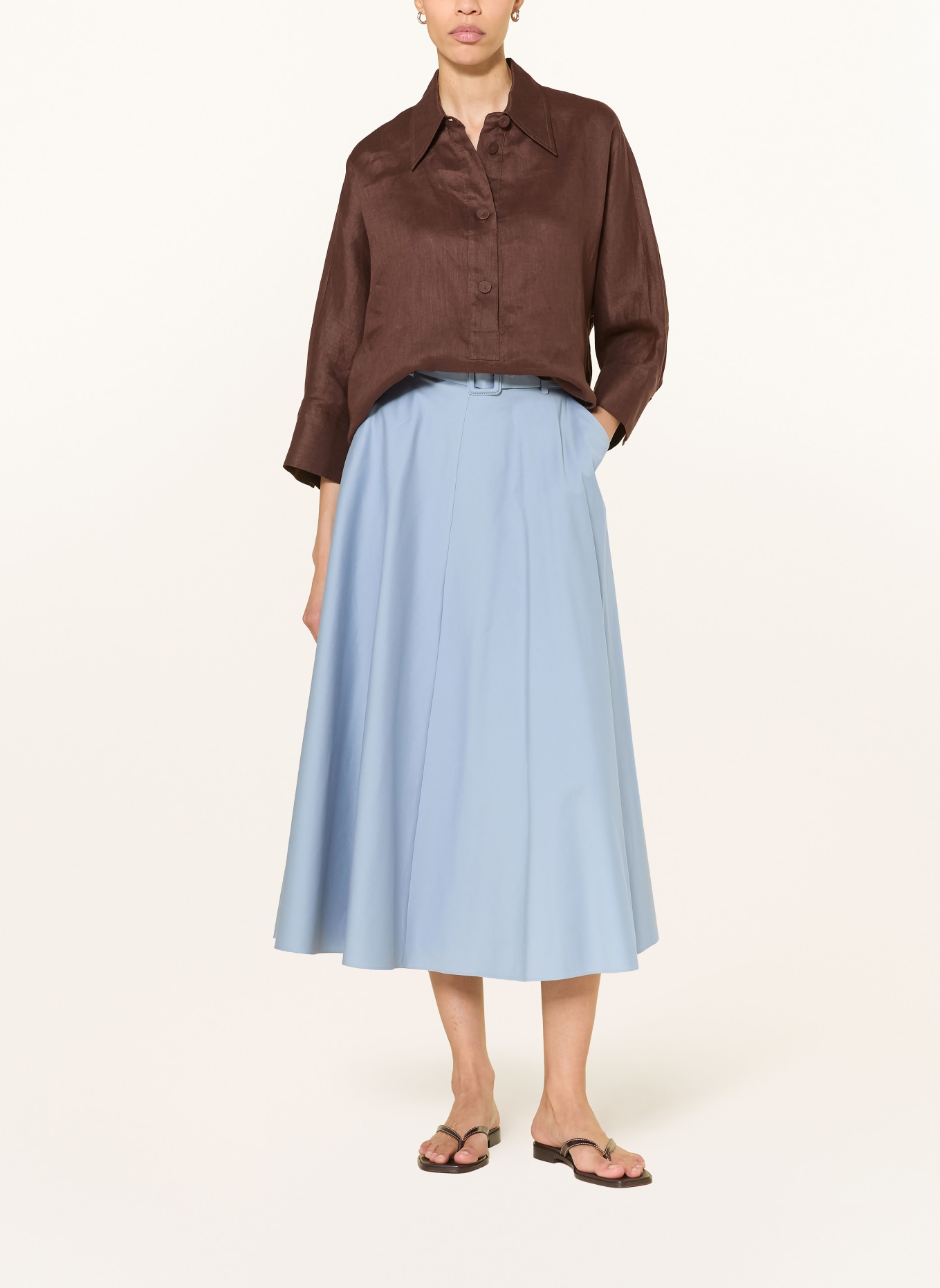 windsor. Linnen blouse met 3/4-mouwen: MARRON FONCÉ