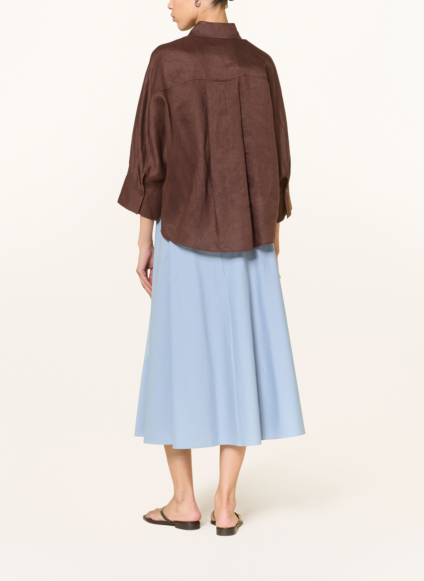 windsor. Linnen blouse met 3/4-mouwen: MARRON FONCÉ