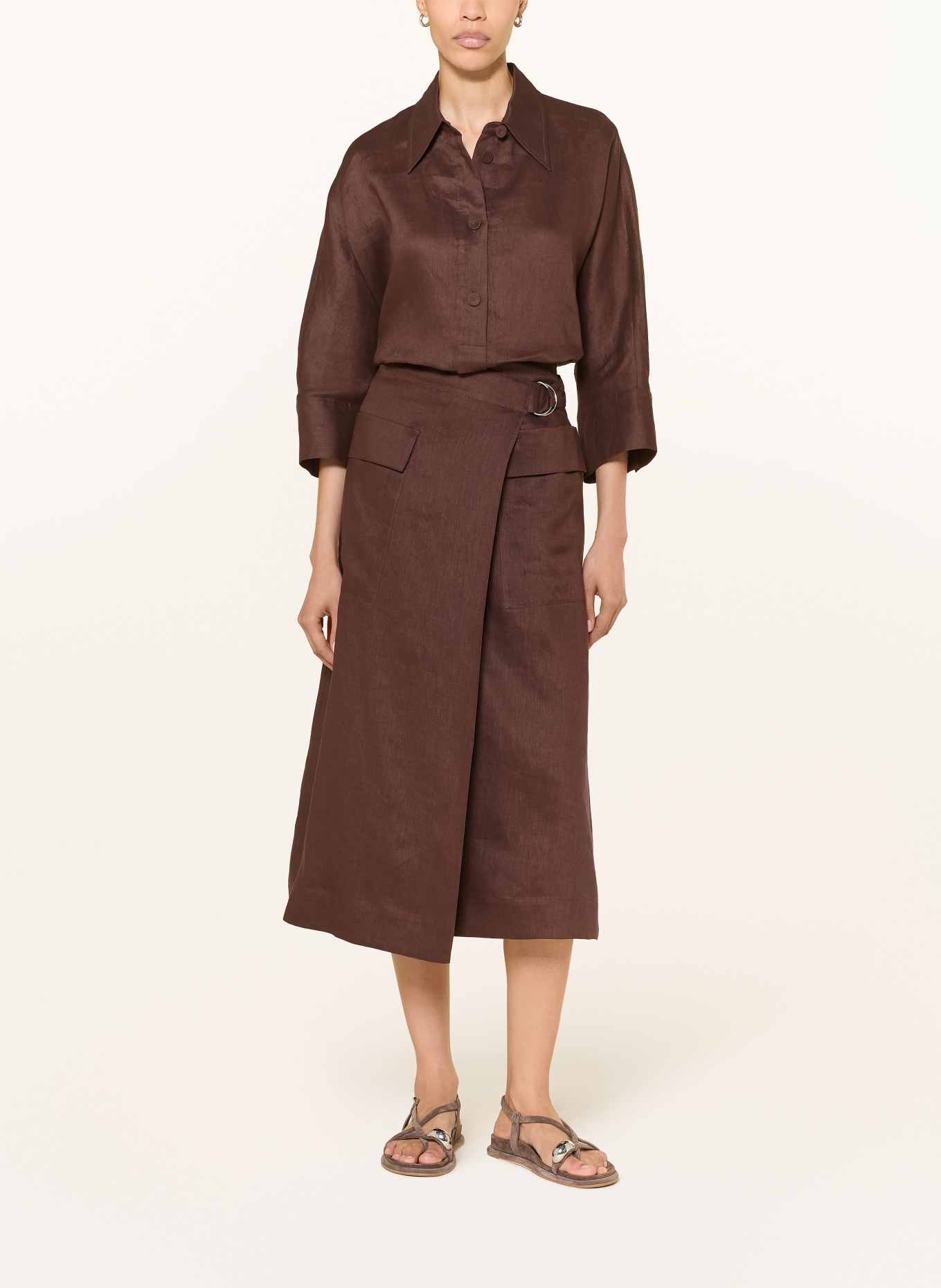 windsor. Wikkelsrok van linnen: MARRON FONCÉ