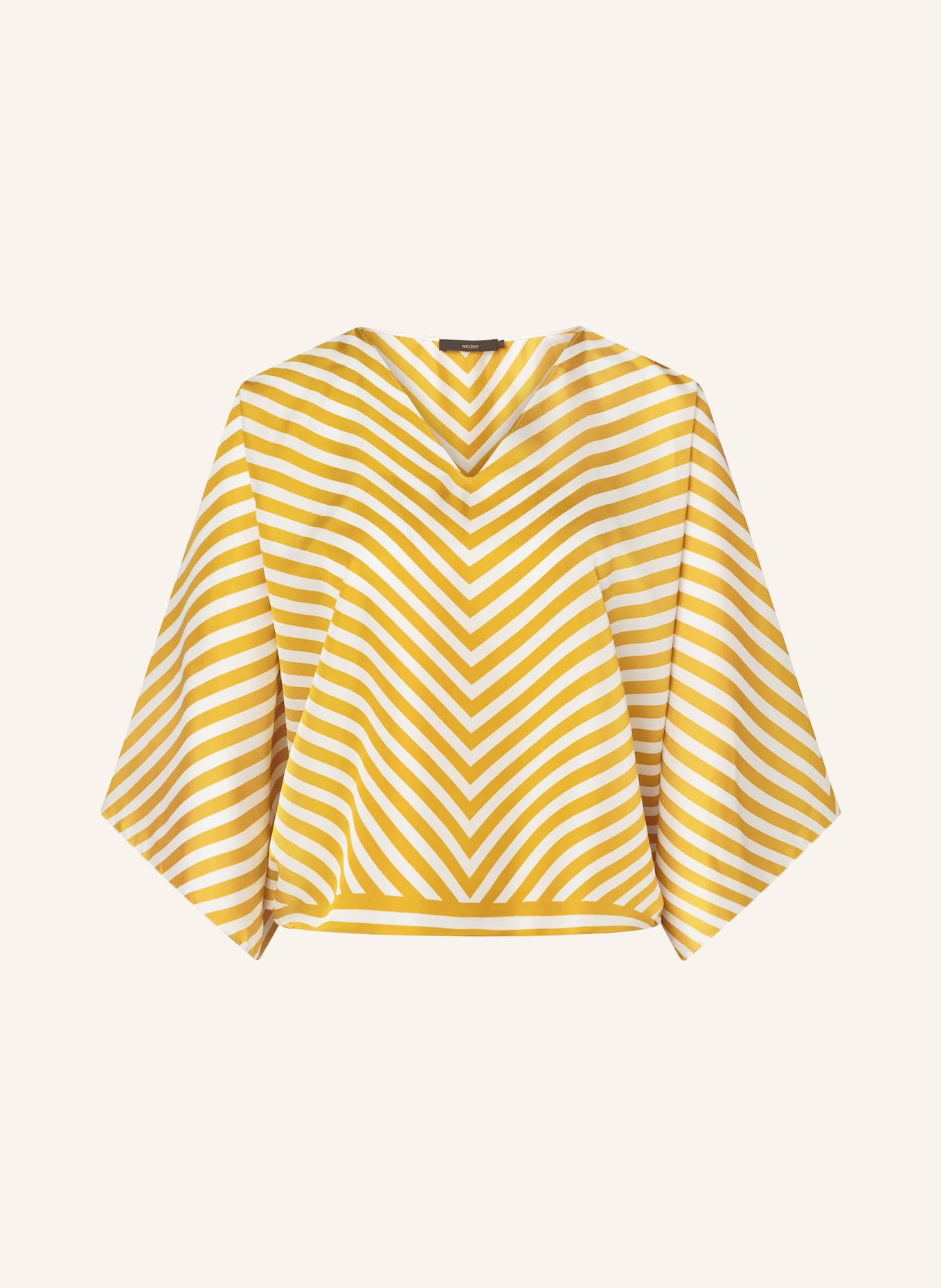 windsor. Zijden blouse met 3/4-mouwen: DONKERGEEL / WIT