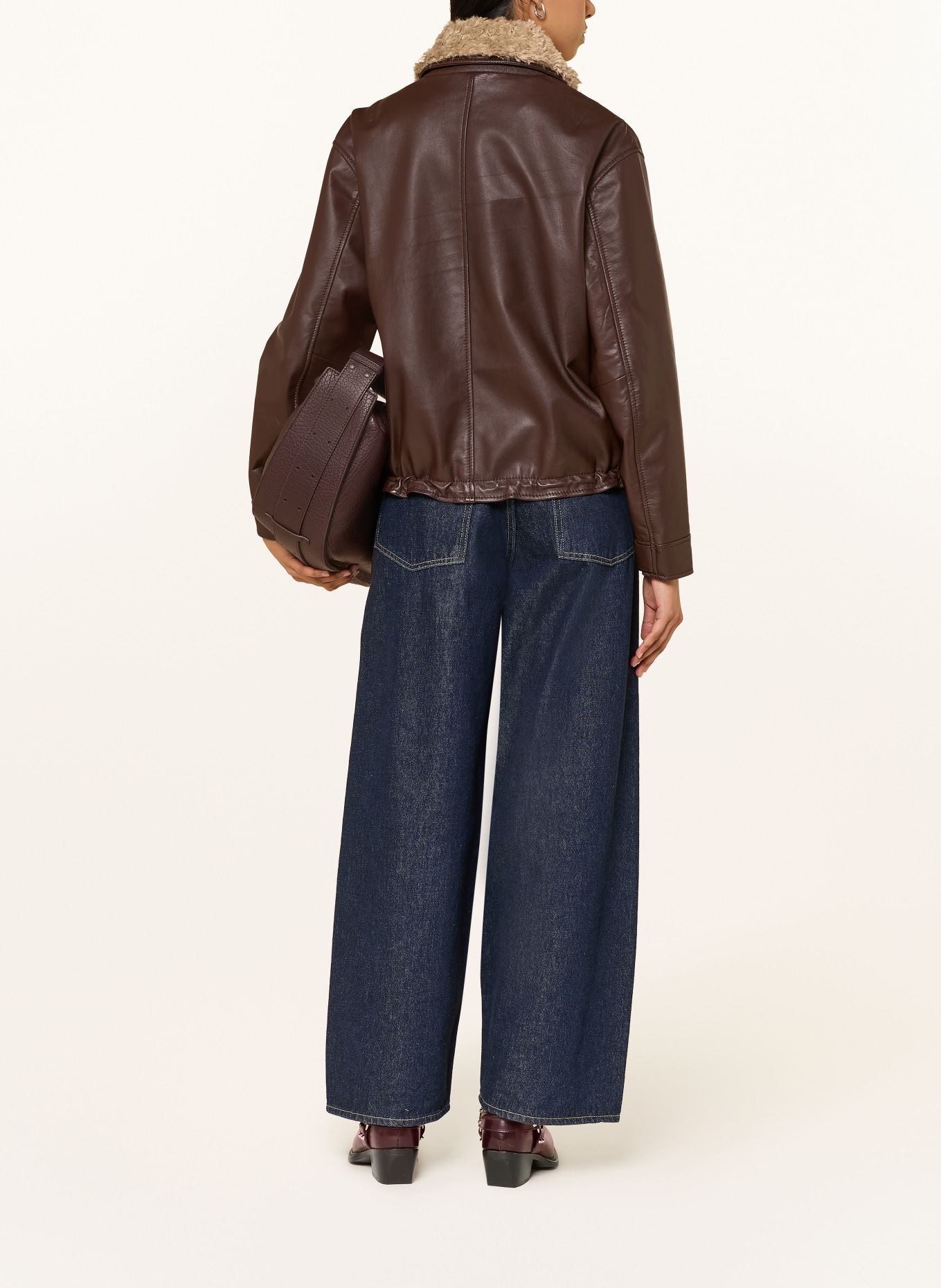 darling harbour Leather jacket with faux fur: MAROON