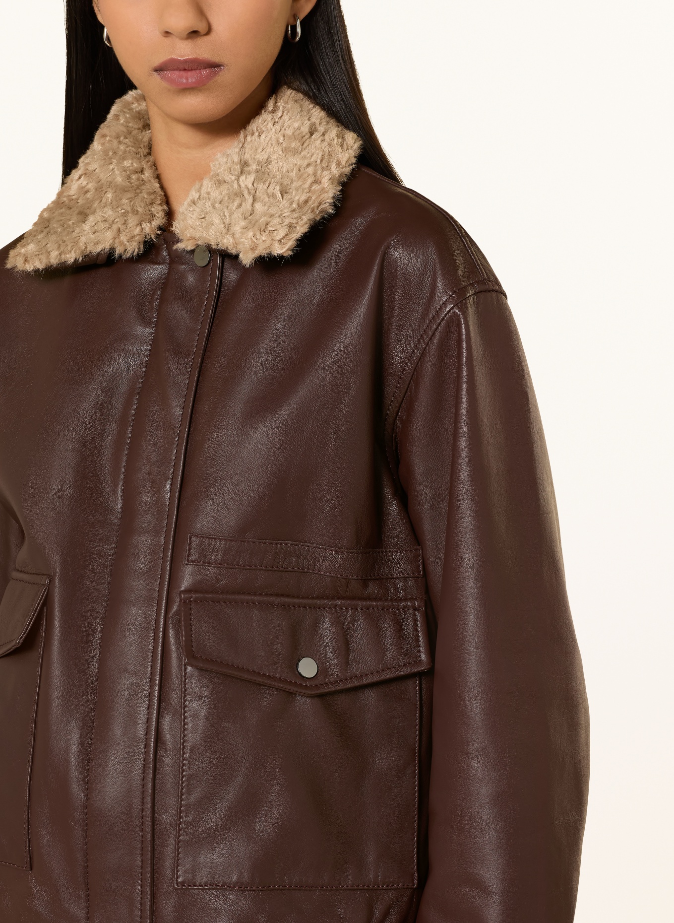 darling harbour Leather jacket with faux fur: MAROON