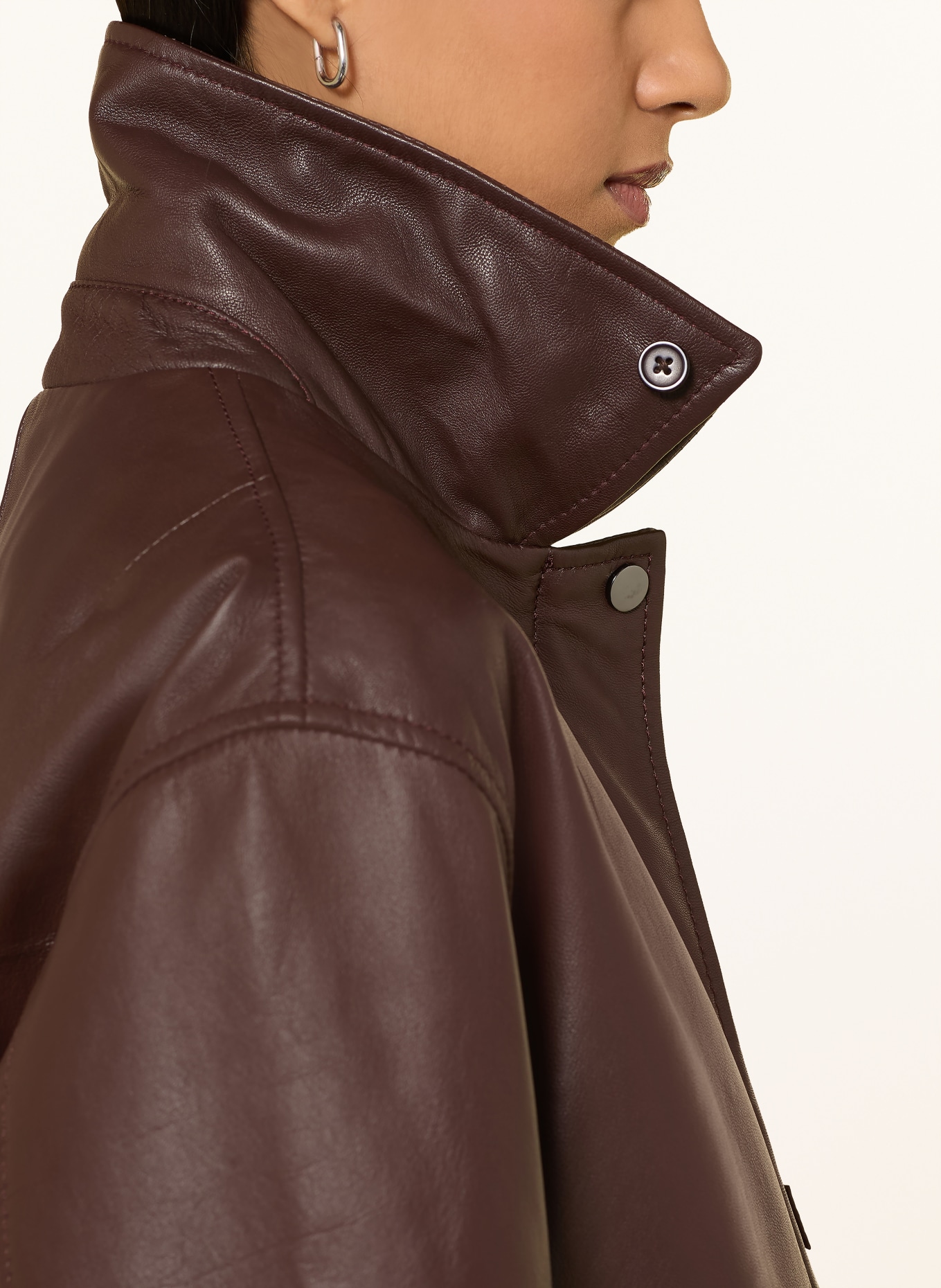 darling harbour Leather jacket with faux fur: MAROON