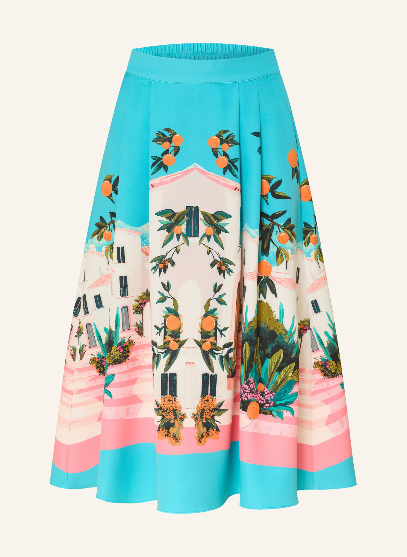 BETTY&CO Faltenrock: TÜRKIS / ROT / ORANGE