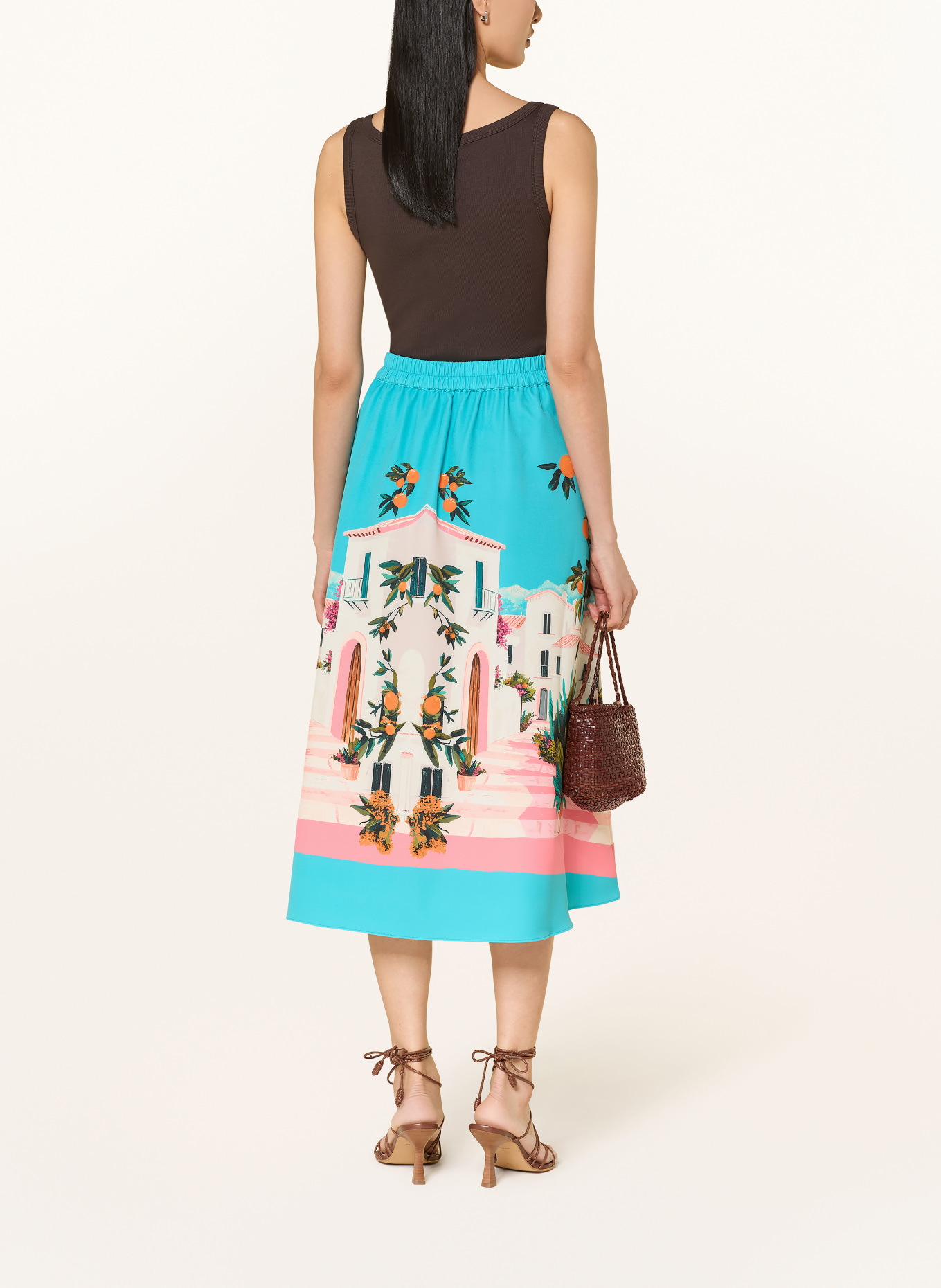 BETTY&CO Faltenrock: TÜRKIS / ROT / ORANGE