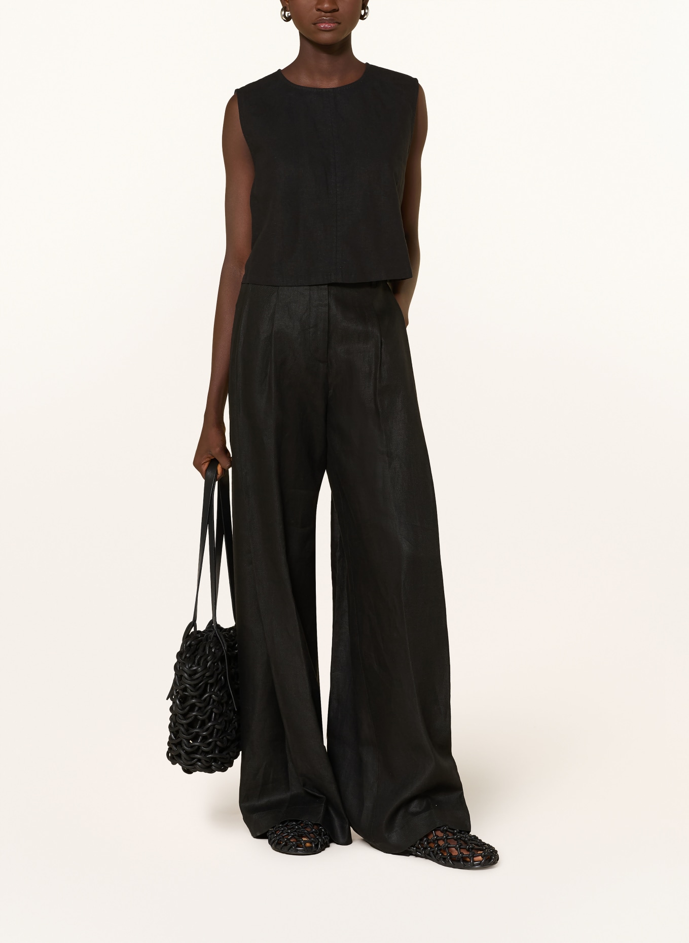 nine:inthe:morning Marlenehose PETRA aus Leinen: SCHWARZ