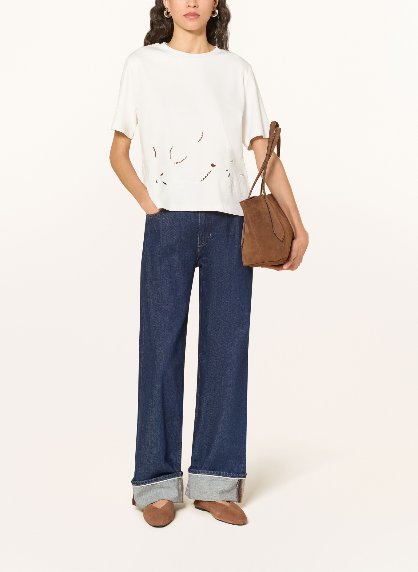 mavi Koszulka z ażurową koronką: BIAŁY