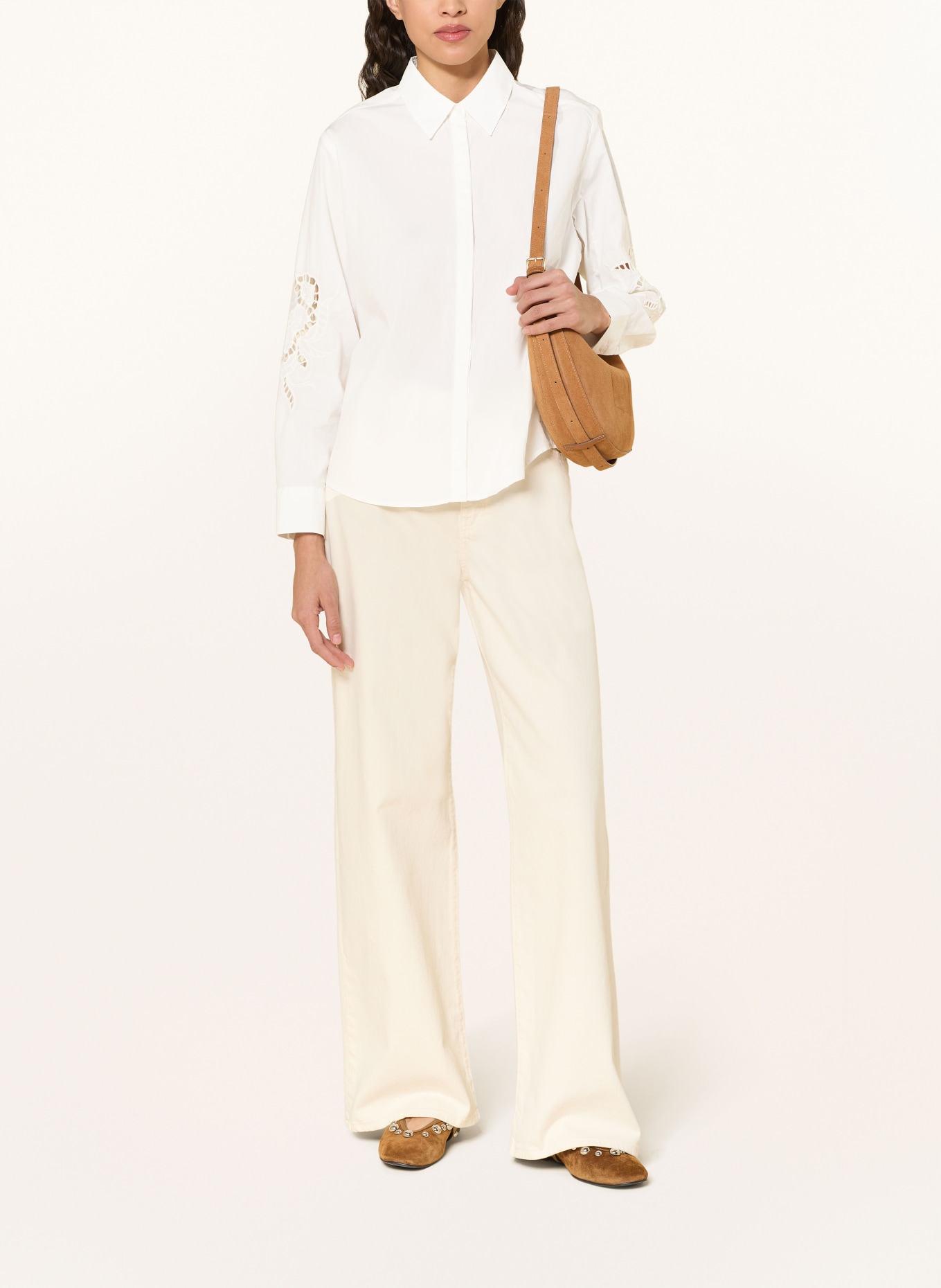 mavi Overhemdblouse met opengewerkte kant: ECRU