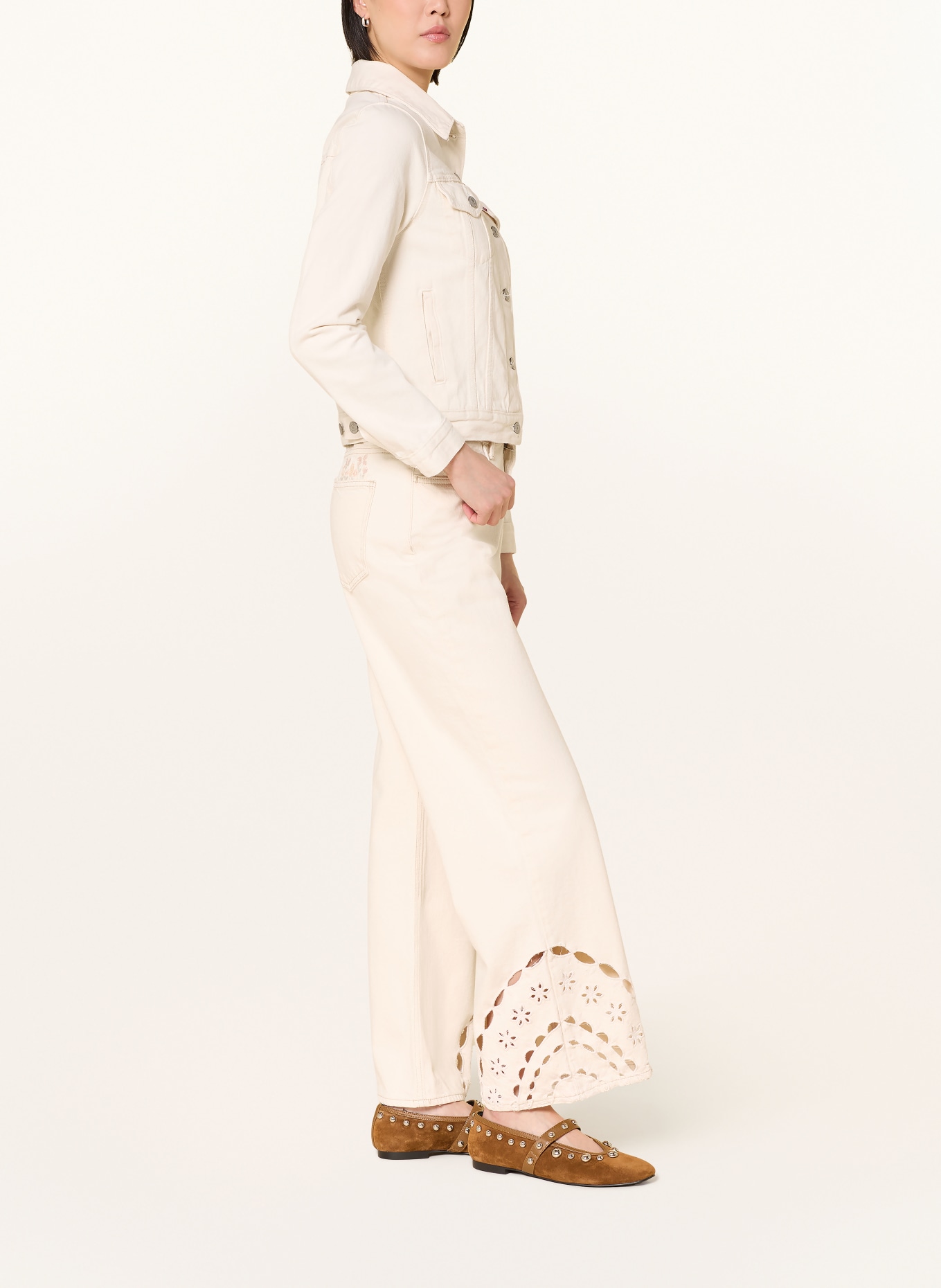 mavi Široké džíny MALIBU s výřezy: A1326 Cream DENIM