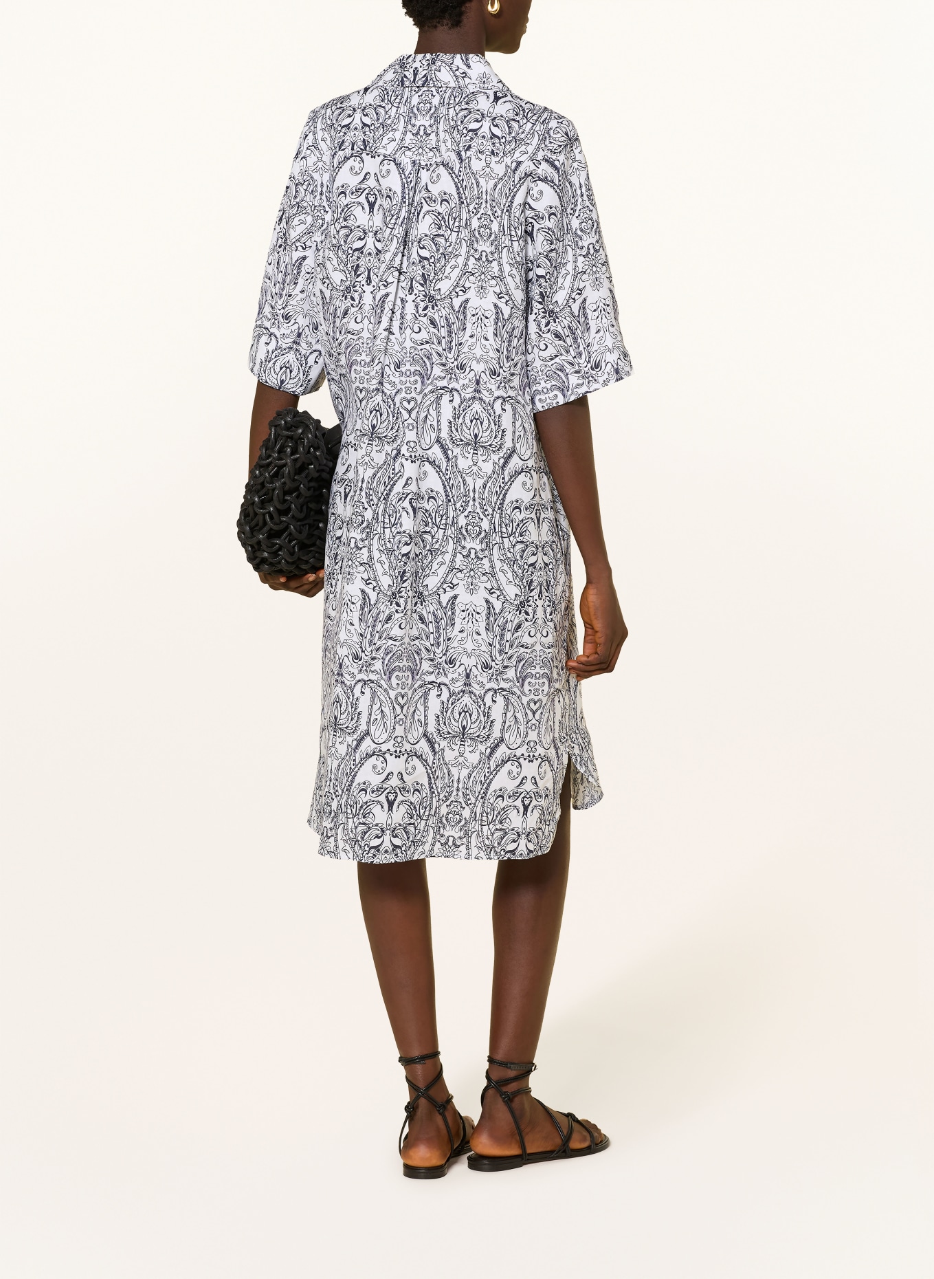 Backstage Lněné šaty BIANCA: TMAVĚ MODRÁ / BÍLÁ