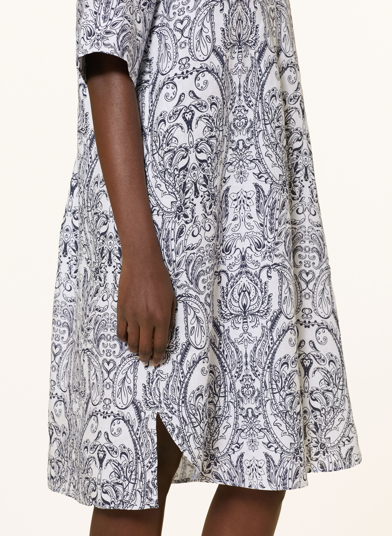 Backstage Lněné šaty BIANCA: TMAVĚ MODRÁ / BÍLÁ