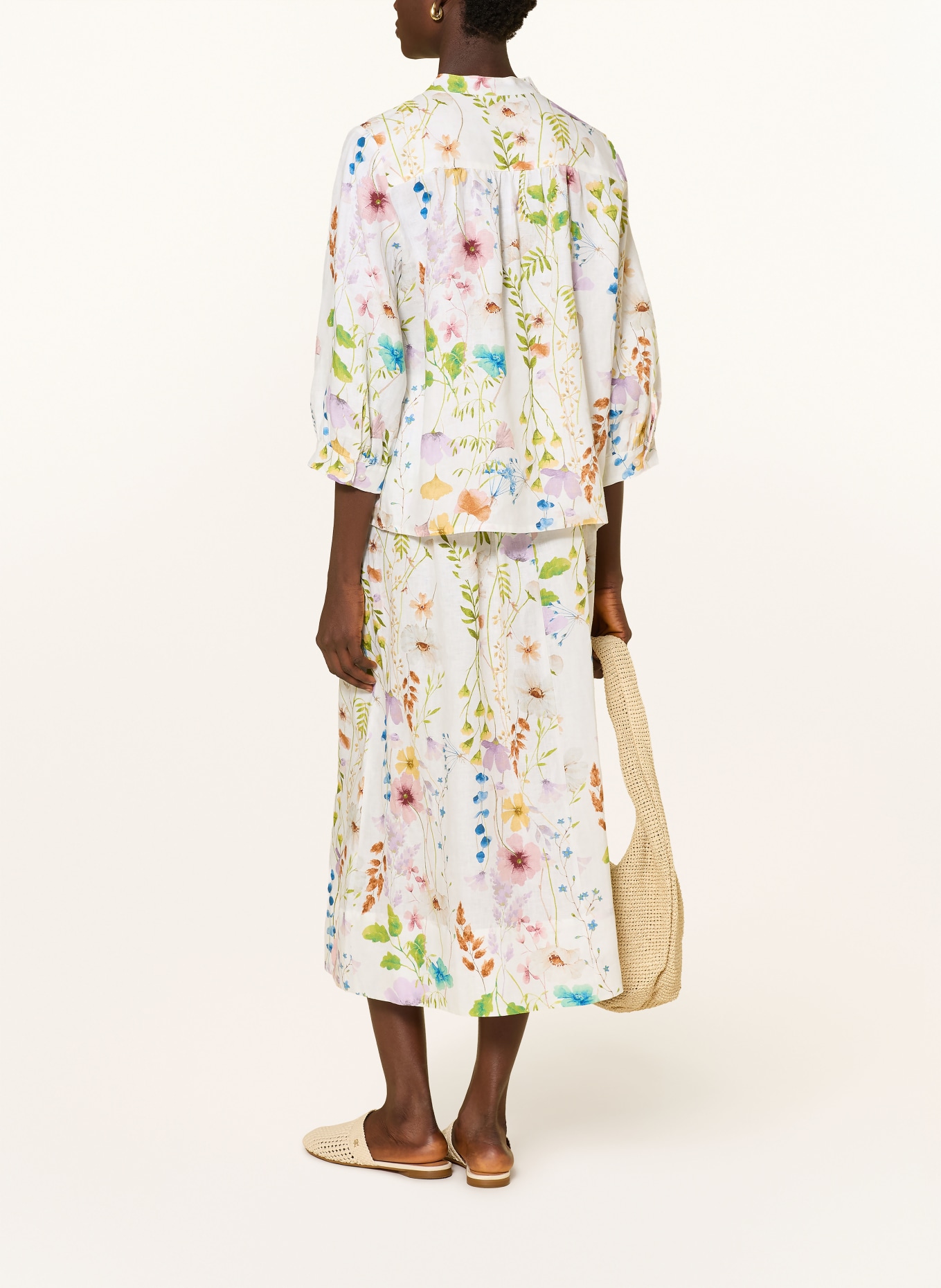 Backstage Lněná halenka MIA s 3/4 rukávem: BÍLÁ / SVĚTLE FIALOVÁ / ZELENÁ