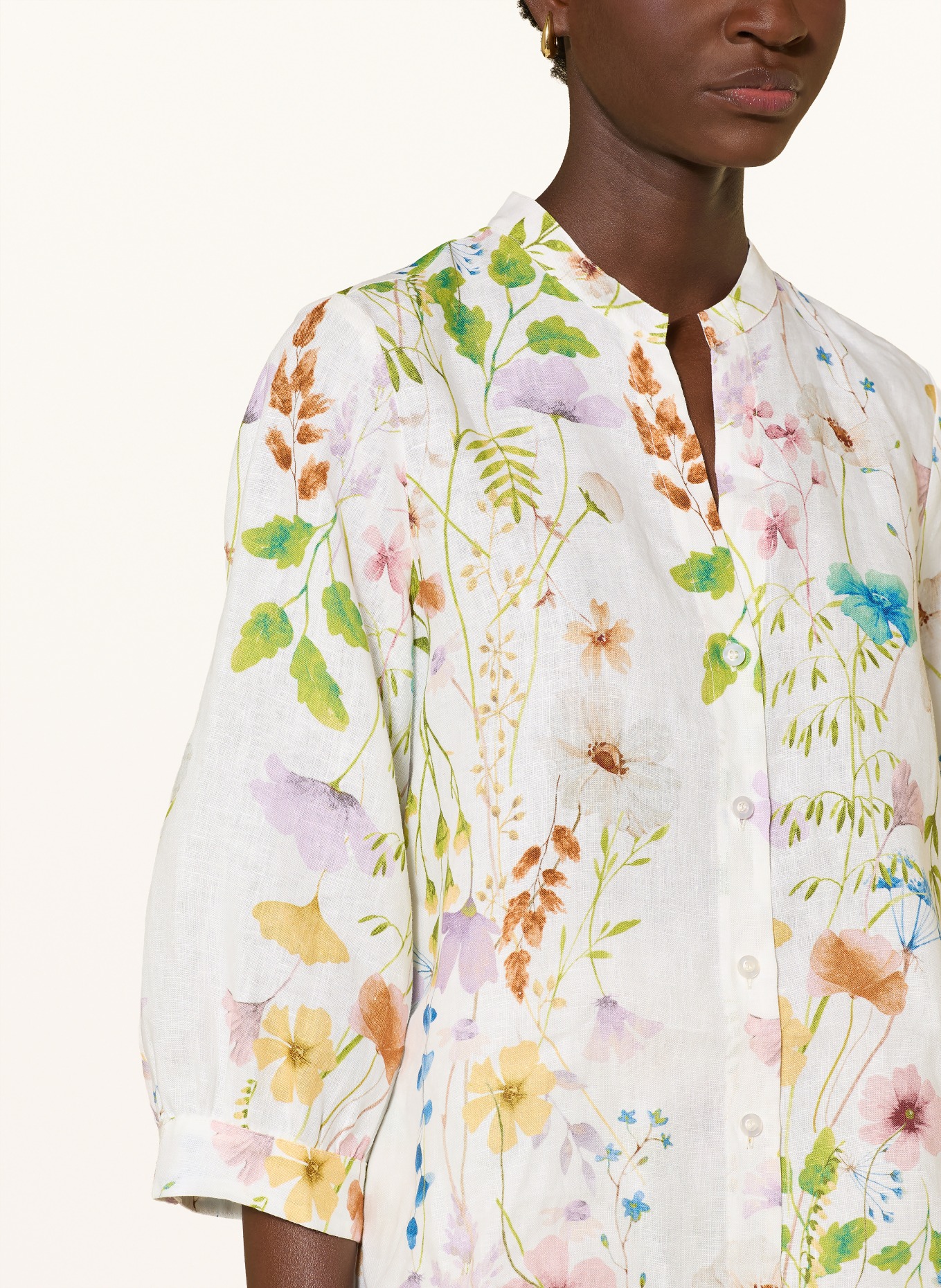 Backstage Lněná halenka MIA s 3/4 rukávem: BÍLÁ / SVĚTLE FIALOVÁ / ZELENÁ