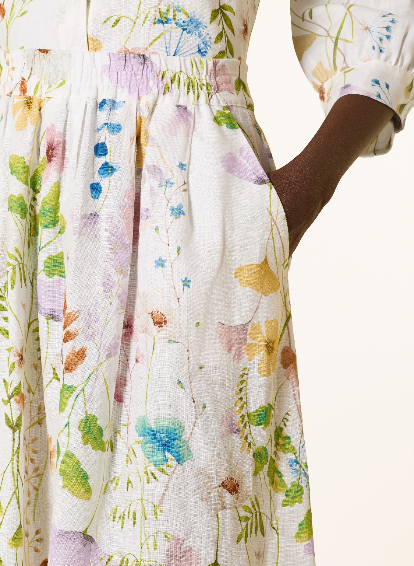 Backstage Lněná halenka MIA s 3/4 rukávem: BÍLÁ / SVĚTLE FIALOVÁ / ZELENÁ