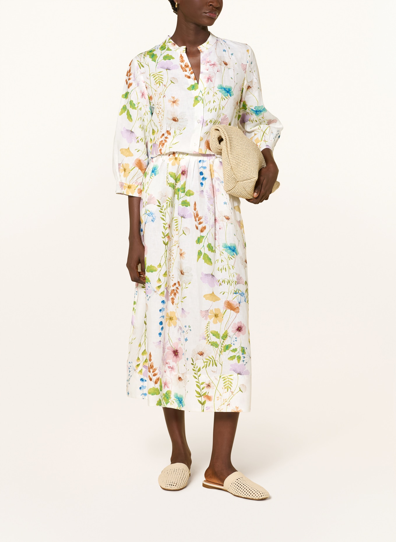 Backstage Spódnica lniana LINA: BIAŁY / JASNOFIOLETOWY / ZIELONY