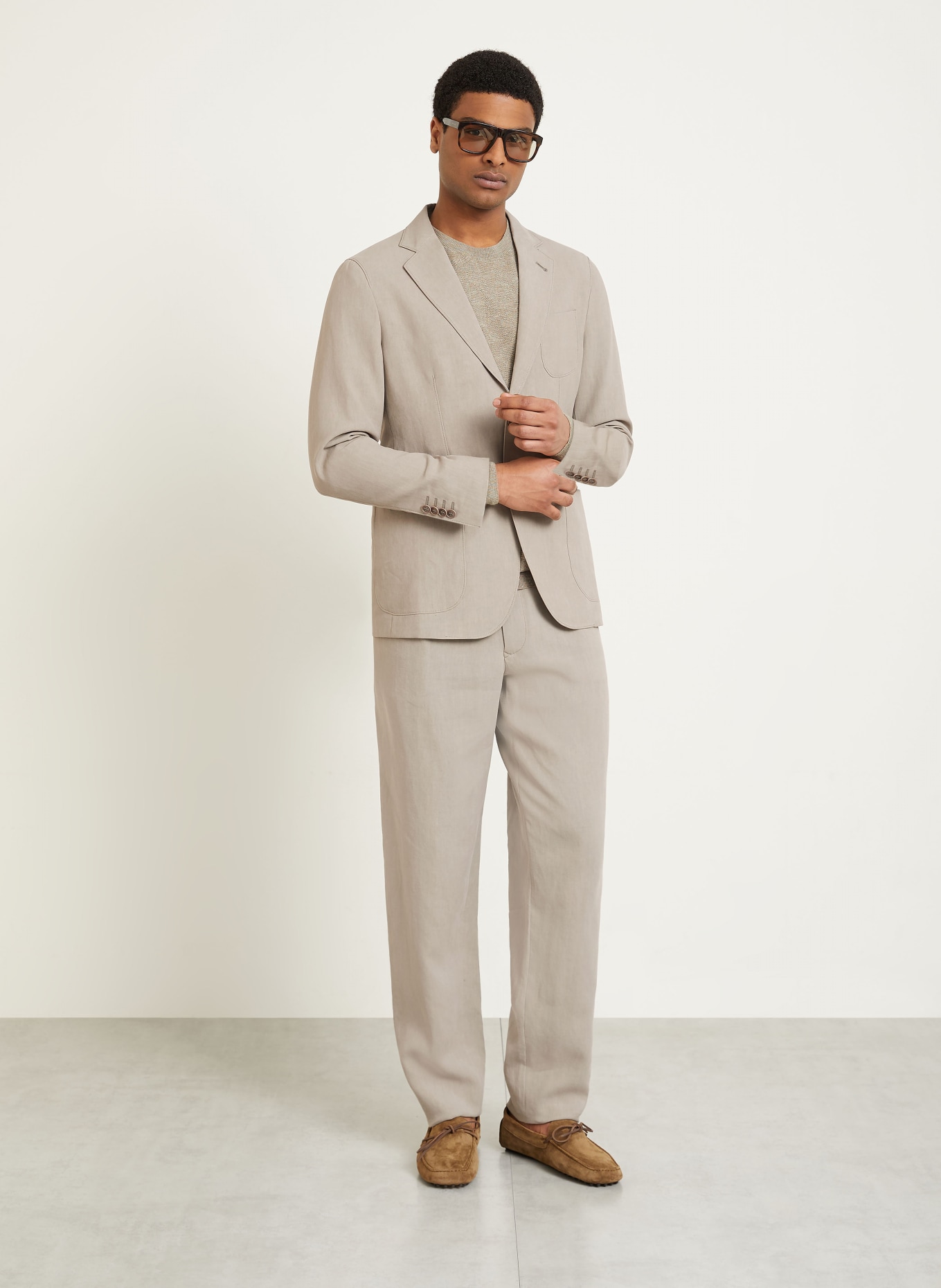 GIORGIO ARMANI Marynarka Regular Fit z lnu: U6167 ROASTED CASHEW