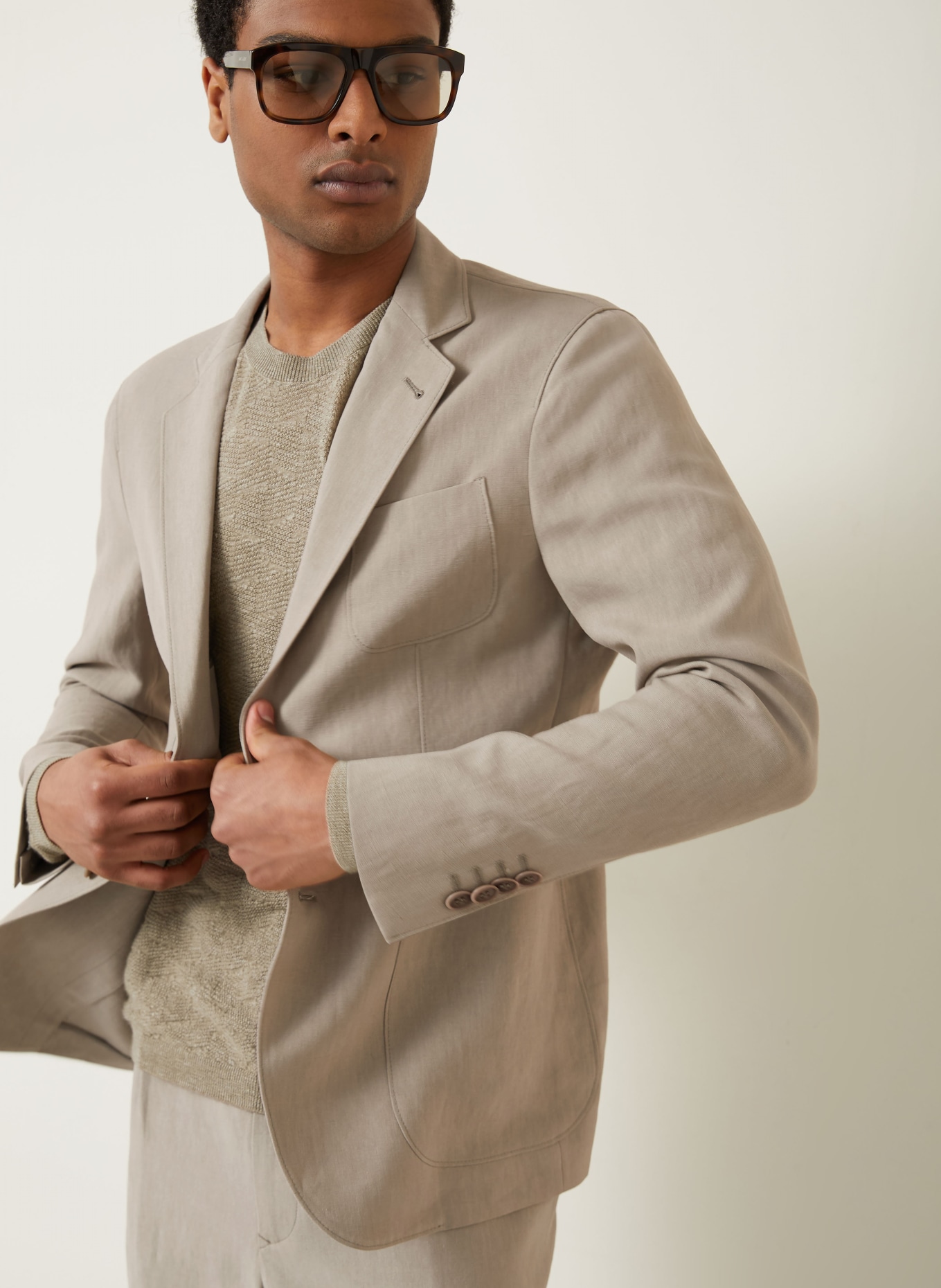 GIORGIO ARMANI Marynarka Regular Fit z lnu: U6167 ROASTED CASHEW