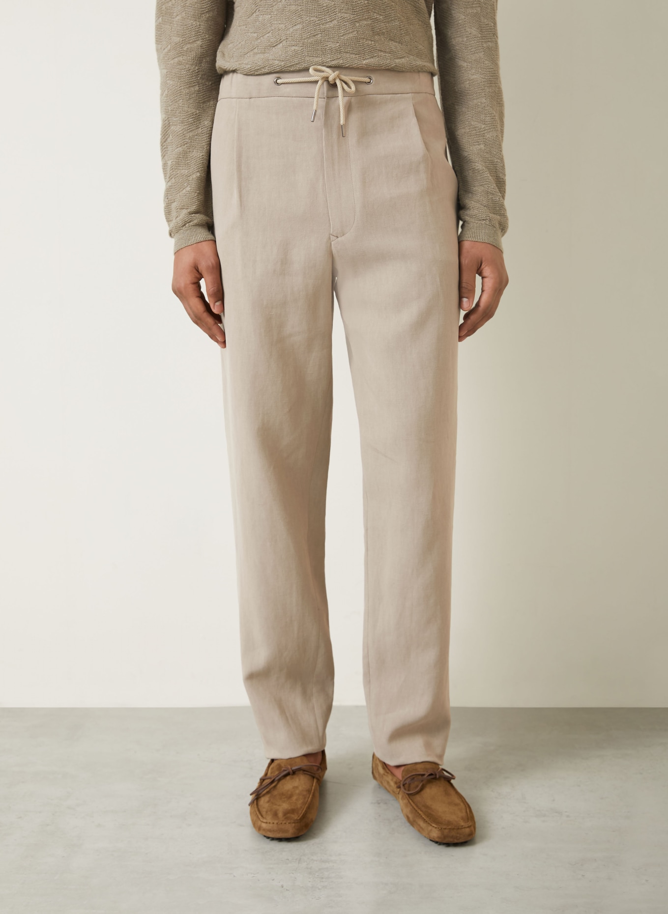 GIORGIO ARMANI Pantalon de costume coupe classique en lin: U6167 ROASTED CASHEW