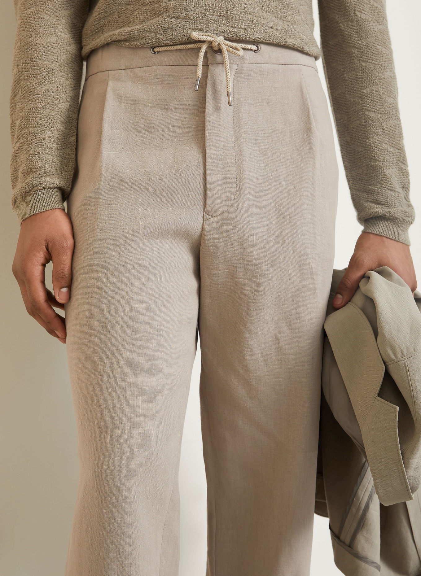 GIORGIO ARMANI Pantalon de costume coupe classique en lin: U6167 ROASTED CASHEW