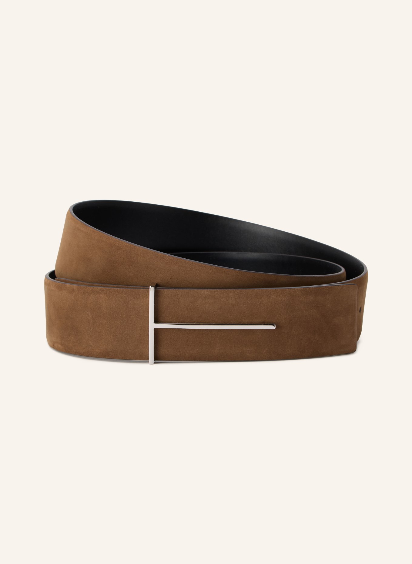TOM FORD Reversible leather belt: BLACK / SILVER