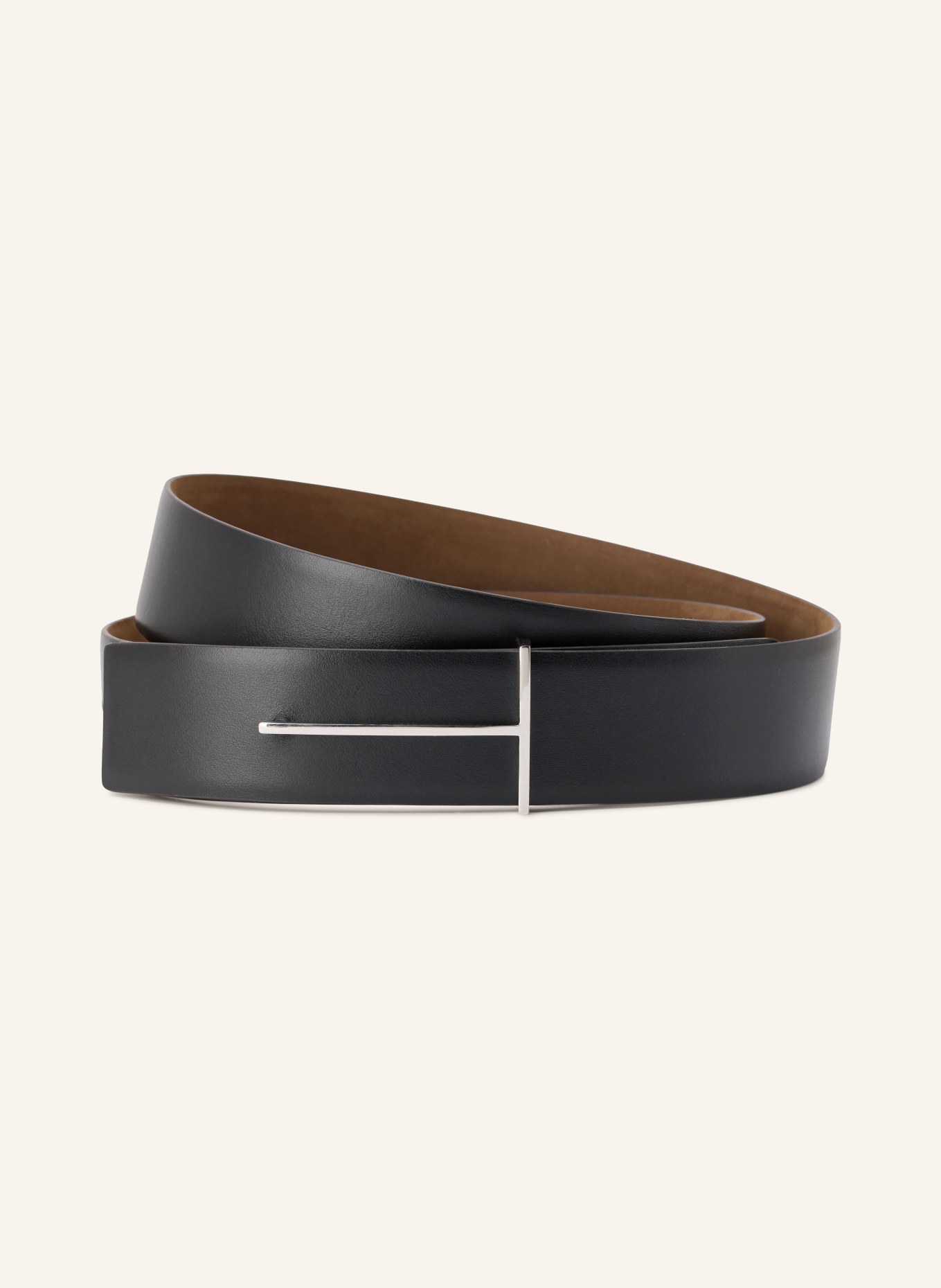 TOM FORD Reversible leather belt: BLACK / SILVER