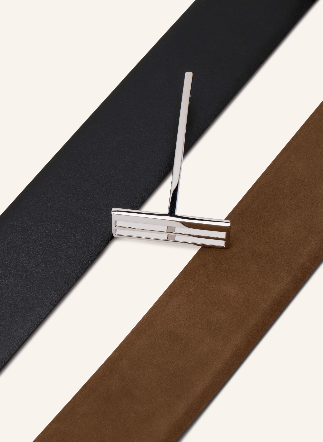 TOM FORD Reversible leather belt: BLACK / SILVER