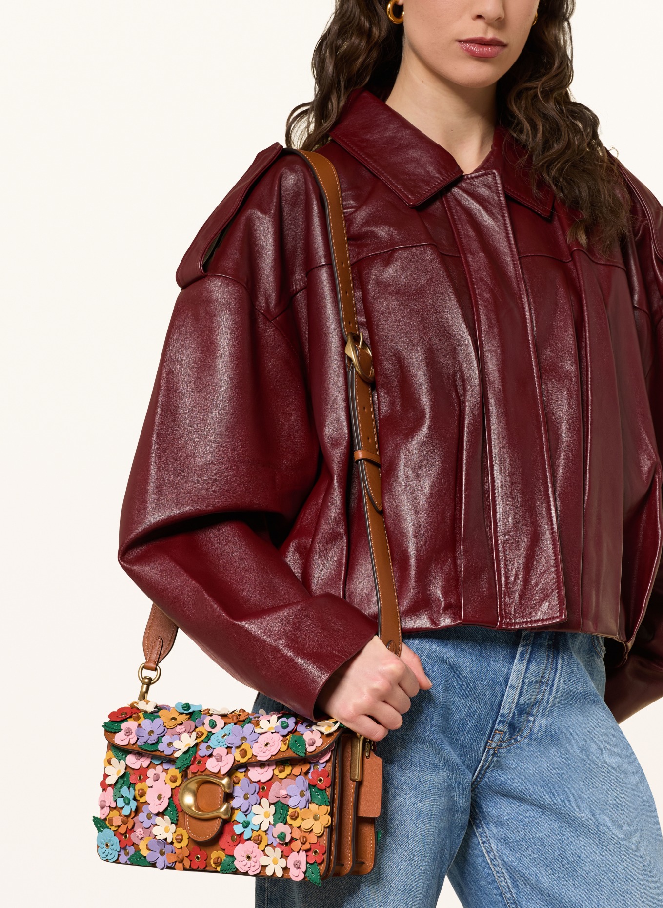 COACH Schultertasche TABBY: BRAUN / ROT / GELB